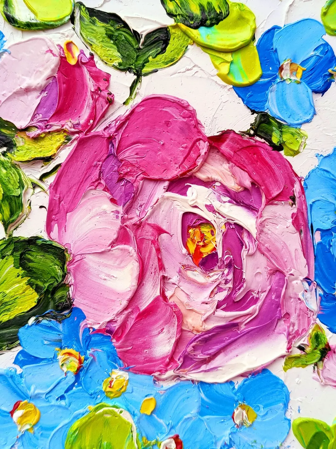 Peony Painting Floral Original Art Impasto Oil Painting Flower Small Wall Art by ArtProkopaloSv