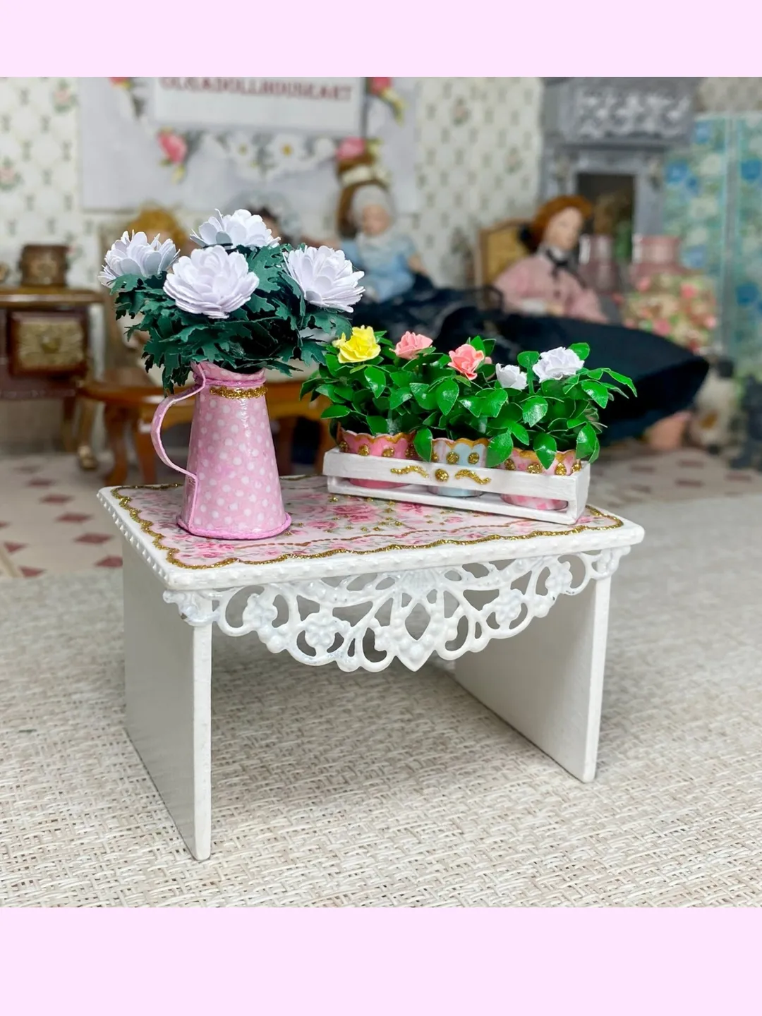 Dollhouse accessories. Flowers for doll. Furniture for doll. Handmade. 1:12.