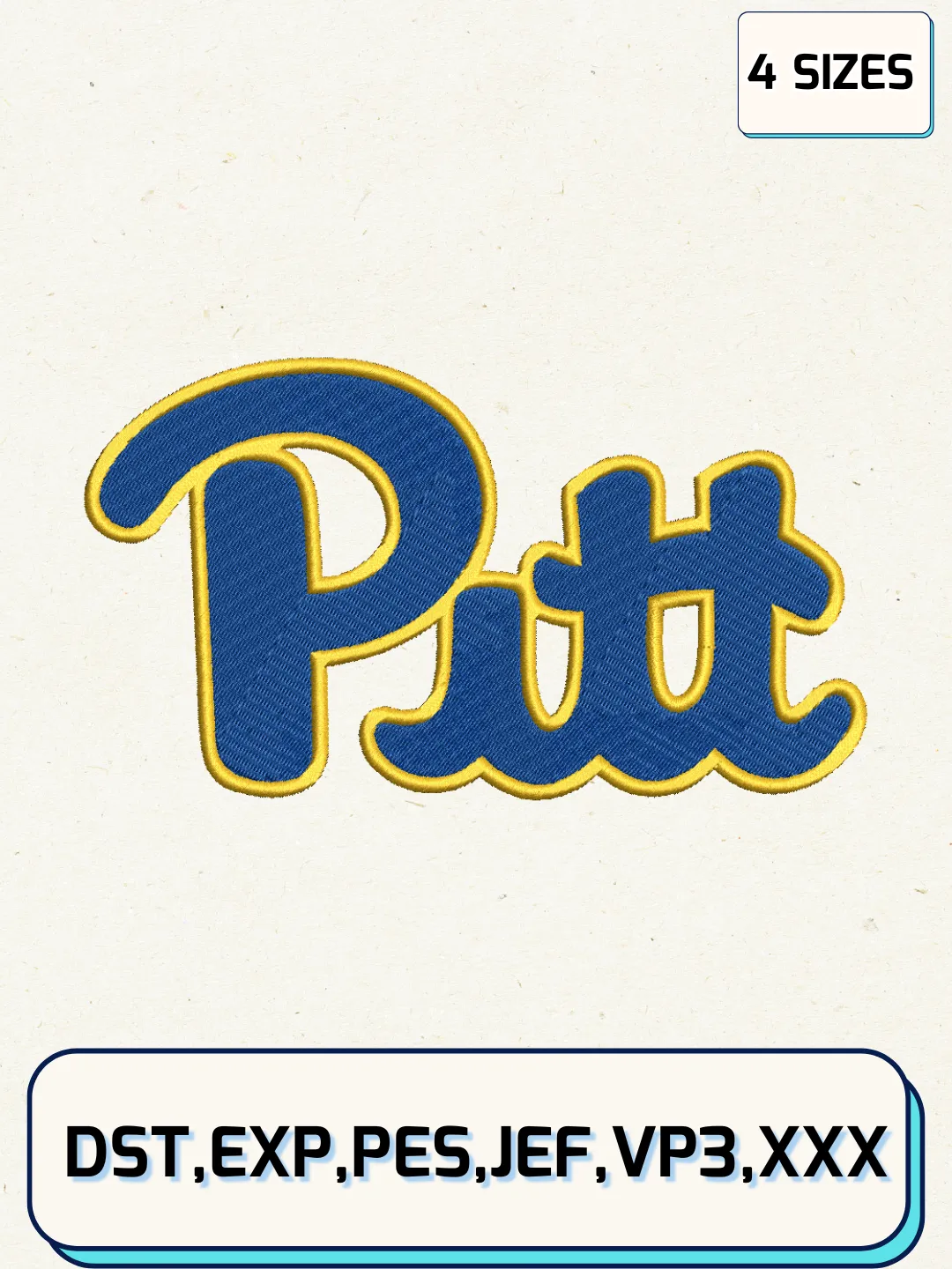 Pittsburgh Panthers Logos Embroidery Design Files, NCAA Logos Embroidery Designs, Machine Embroidery Files, 4 Sizes
