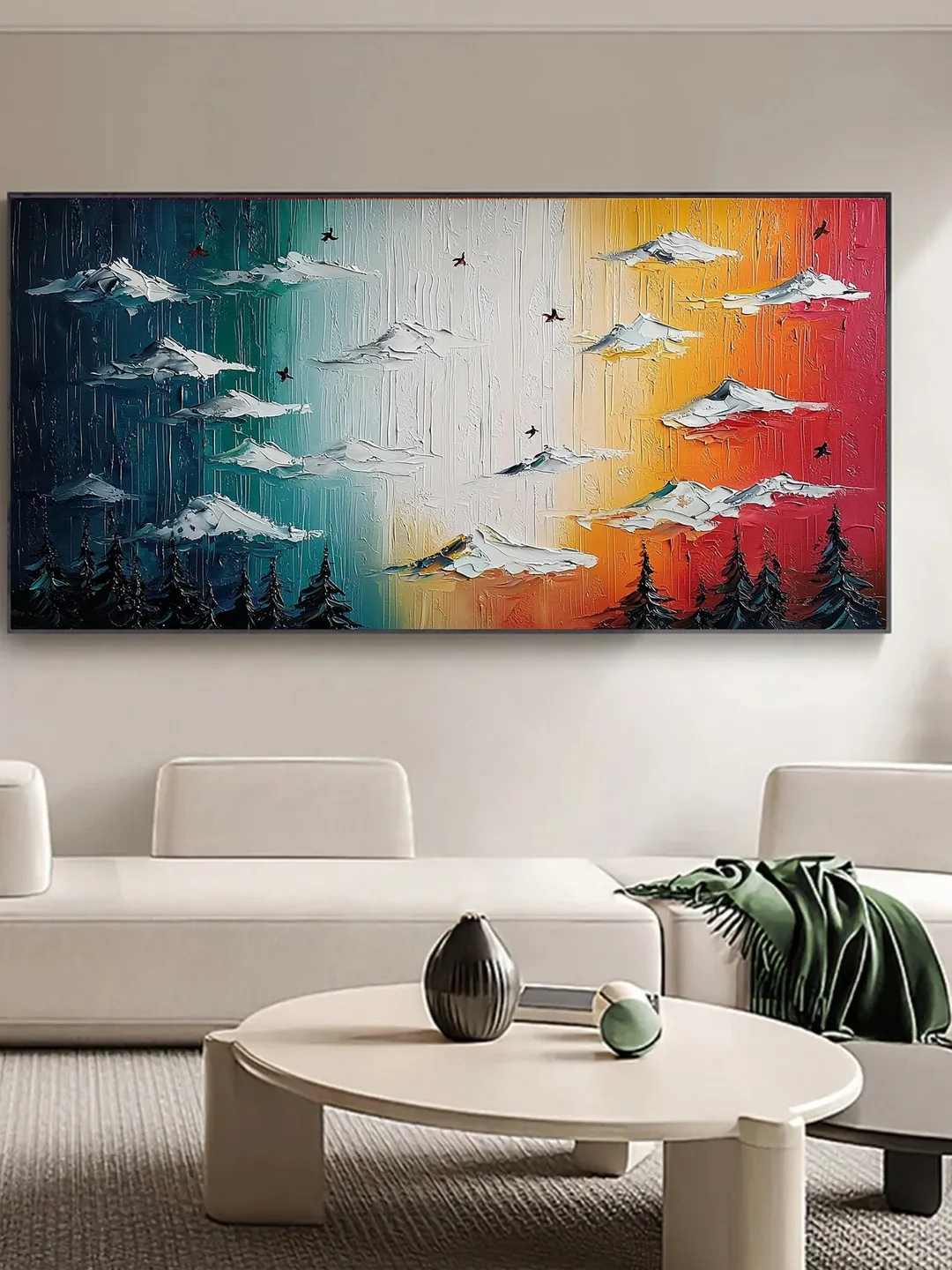 Original Impasto Landscape Painting, Textured Sky Art, Colorful Mountain Wall Art, 3D Canvas Art, Modern Nature Decor, Sunset Art,Home Decor