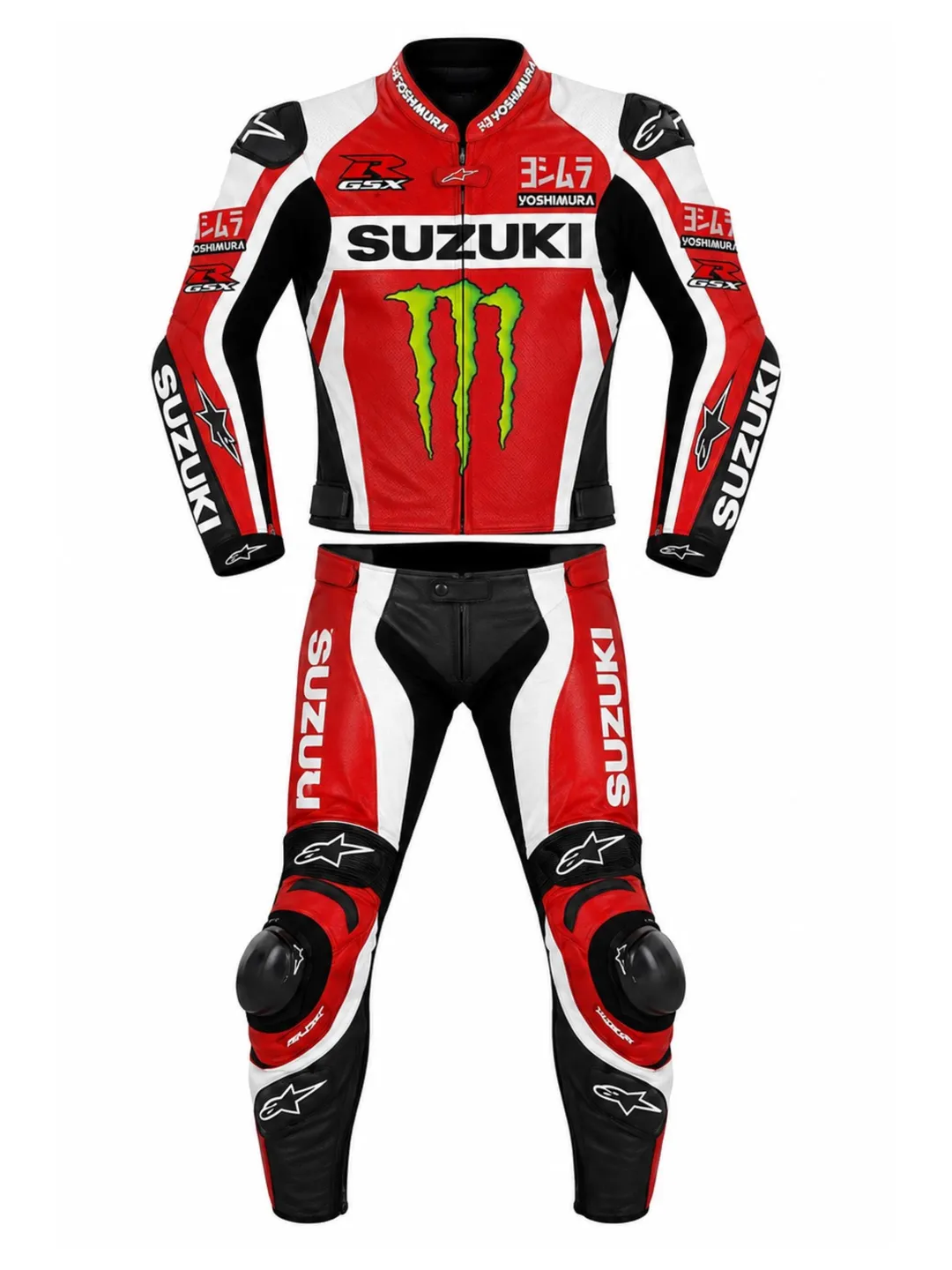 Suzuki GSX-R Leather Motorcycle Suit, 2 Piece Racing Sportbike