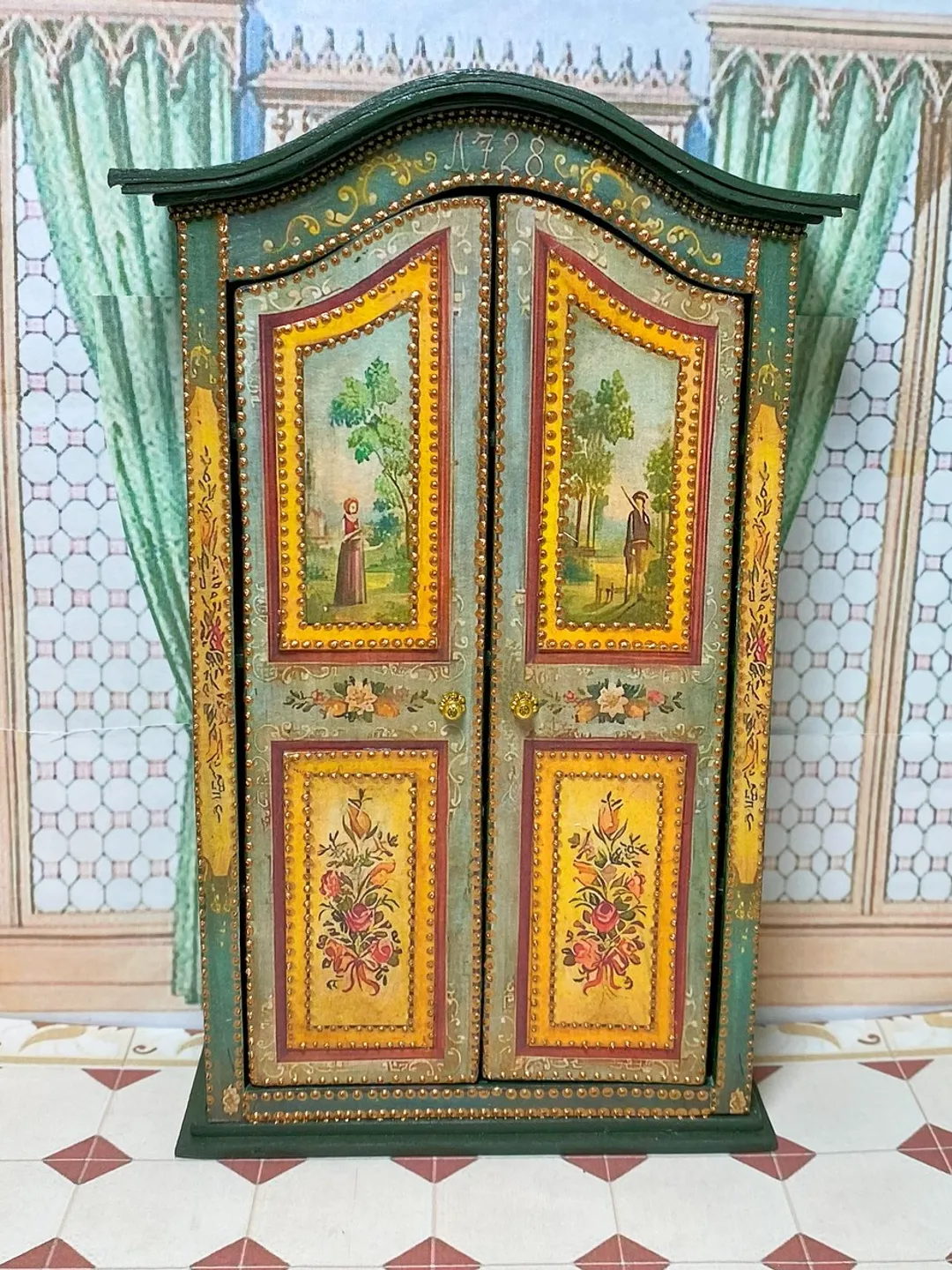 Wardrobe for dolls. Dollhouse miniature. 1:12. Wardrobe for dollhouse. Handmade. Furniture for dollhouse. Furniture for dolls.