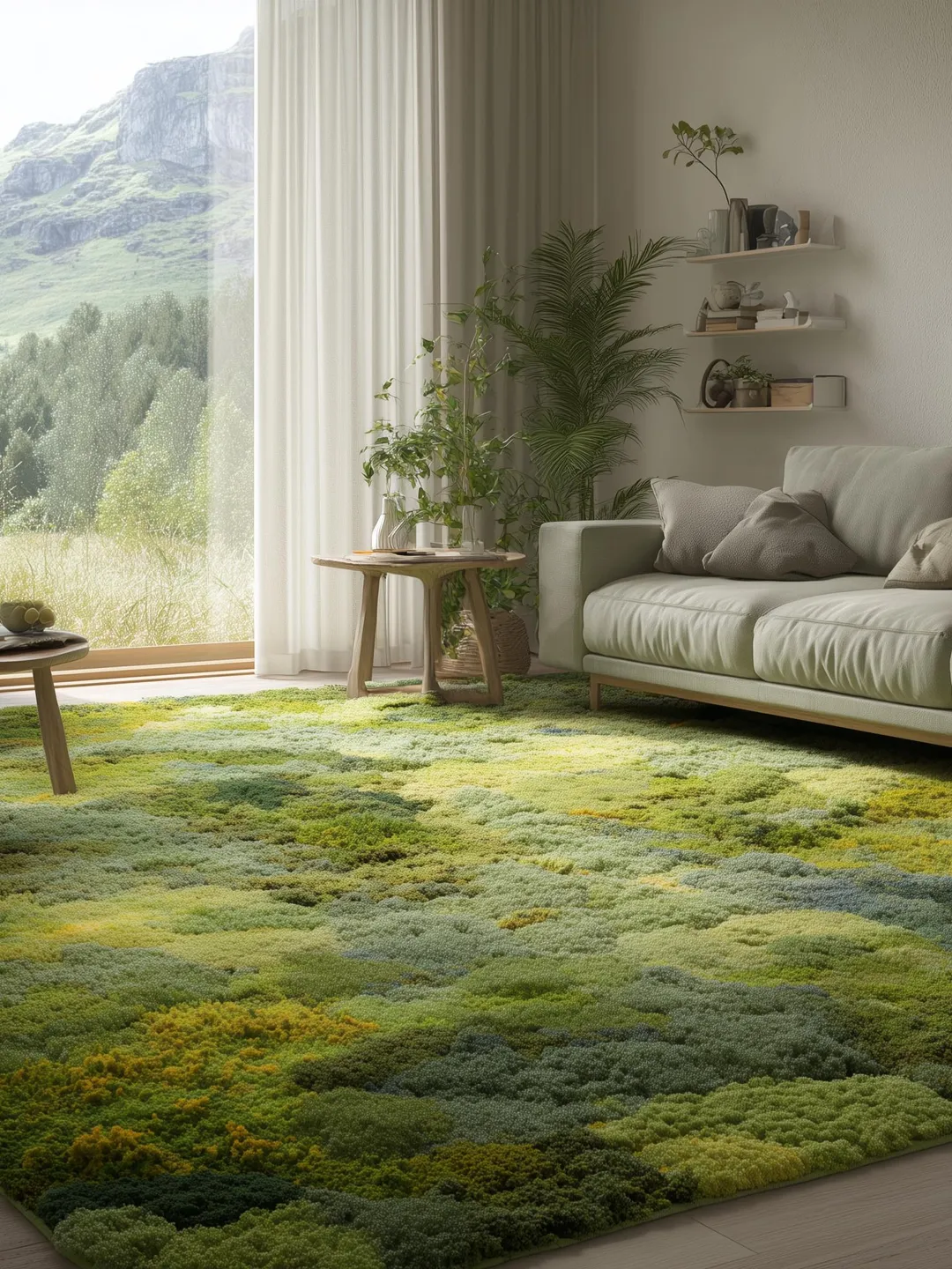 Handmade Tufted Moss Green Rug | Nature Inspired Living Room