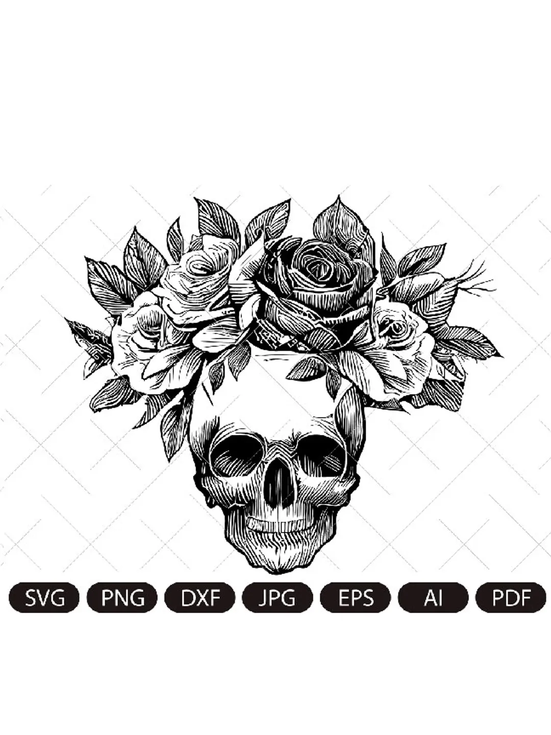 Floral Skull Svg, Skull Svg, Flower Skull Svg, Flower Skull Clip Art, Sugar Skull Svg, Skull Vector, Skull Flower Crown svg, Skull shirt
