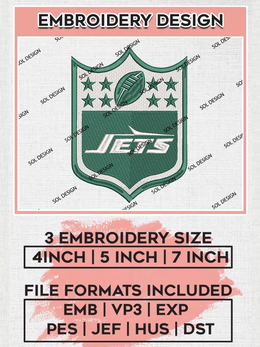 Jets Nfl Dynamic Design New York Jets Machine Embroidery Designs, NFL Jets, NFL Logo Embroidery ...