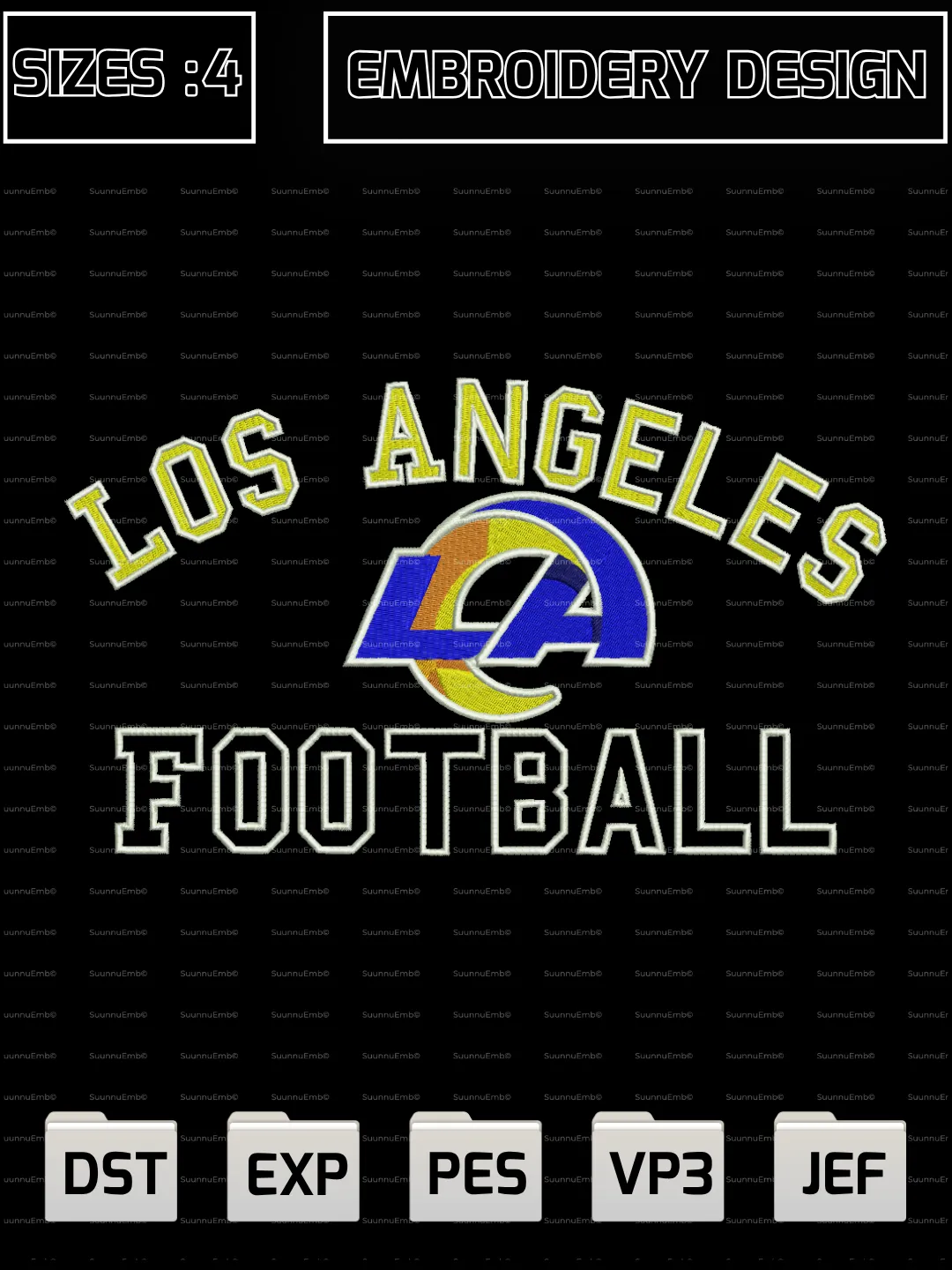 Los Angeles Rams Logo Embroidery Design,NFL Logos Embroidery Design,NFL Teams, Machine Embroidery Design File,4 Sizes, Digital Download