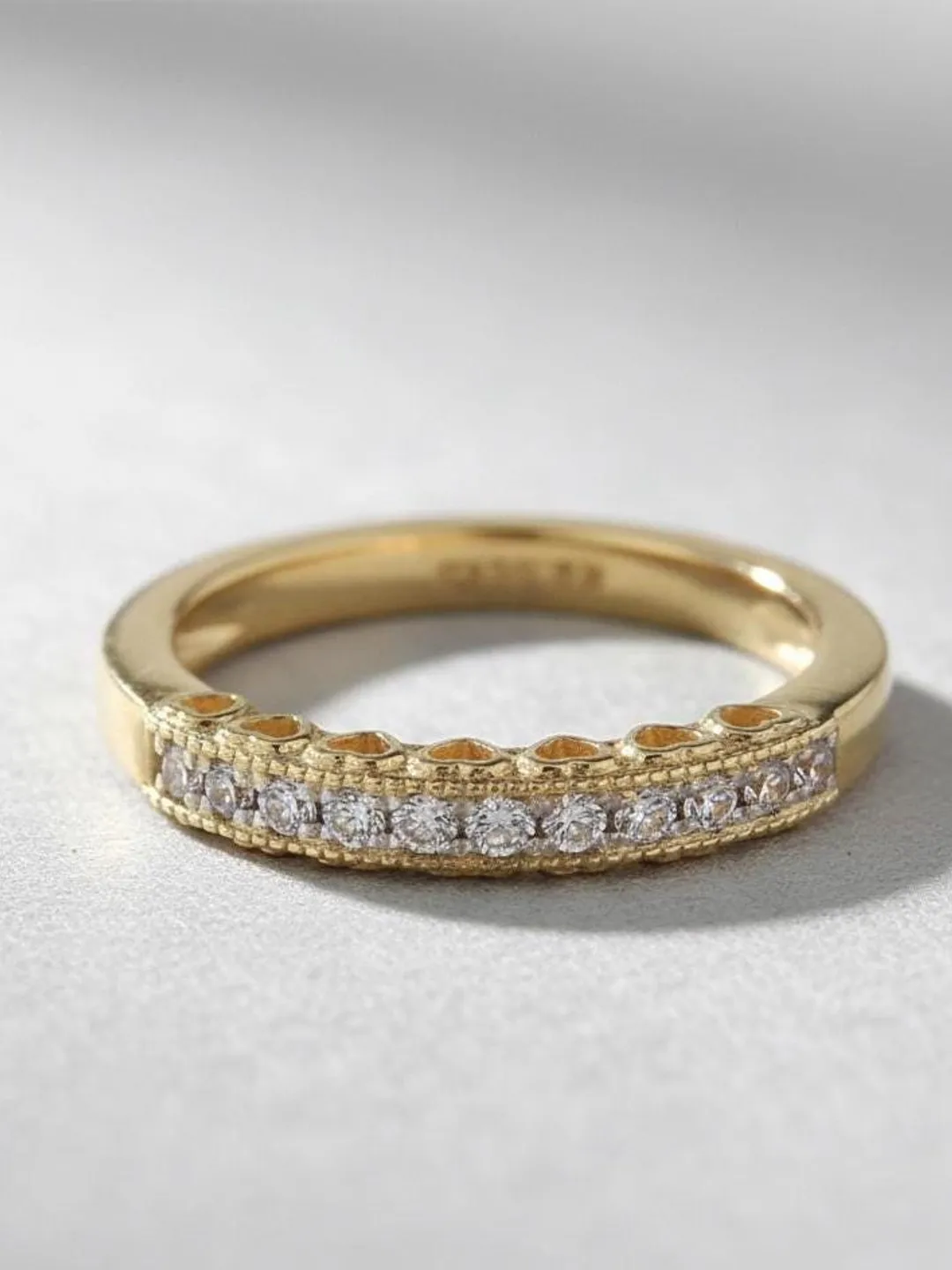 Minimalist Women's Diamond/Moissanite Half Eternity Engagement Band Ring 14K Gold Plated Birthday Gift