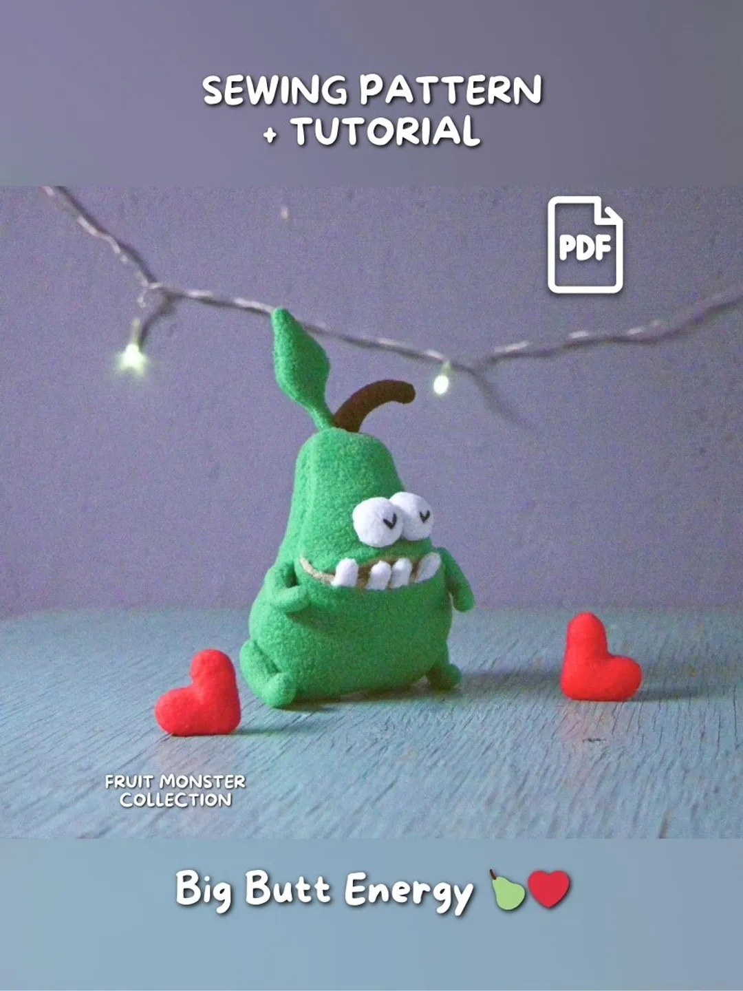 Tutorial Terry Plusg Banana Monster Sewing Pattern PDF, Plush Toy with Secret Mouth Pocket ...
