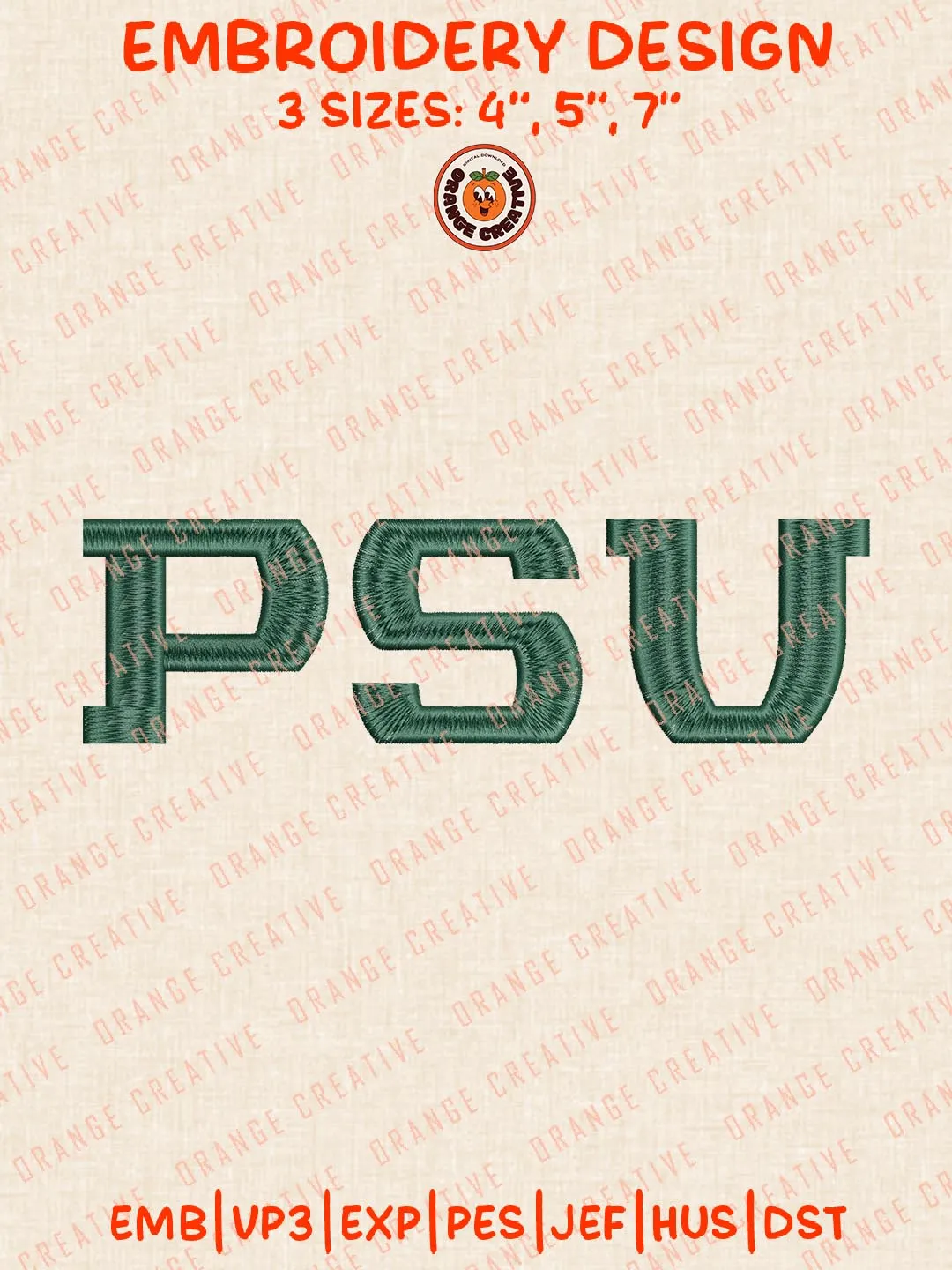 PSU Logo Embroidery Design, NCAA Portland State Vikings Team Logo Embroidery Design, Machine Embroidery Design File, 4 Sizes, Digital Download