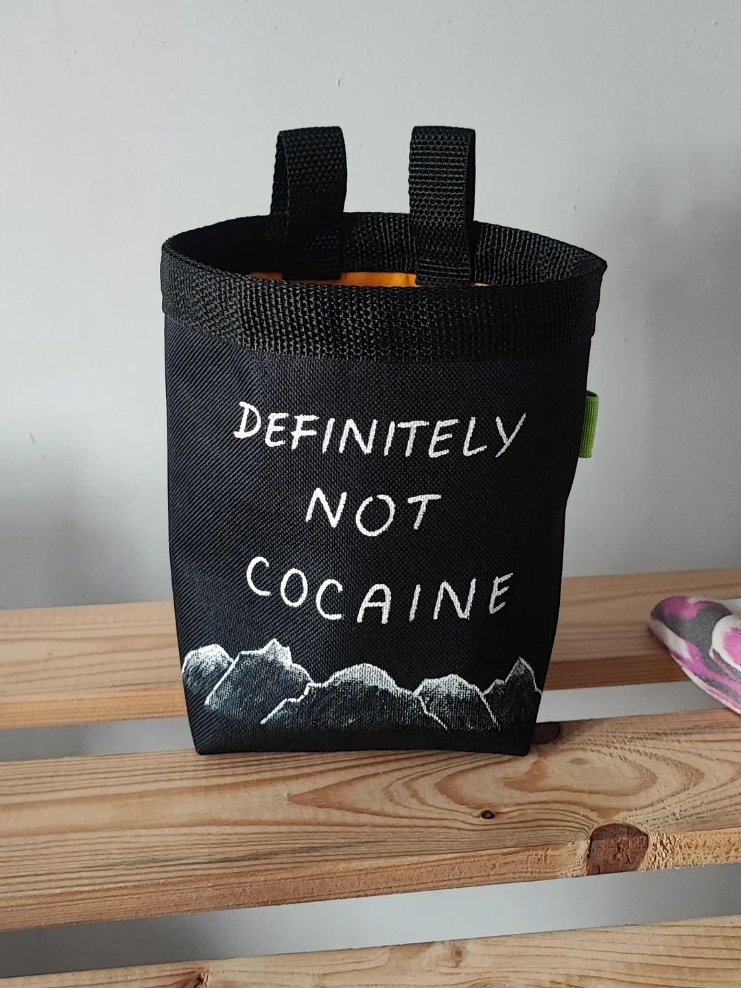 Chalk bag Not Cocaine №2 for rock climbing and bouldering