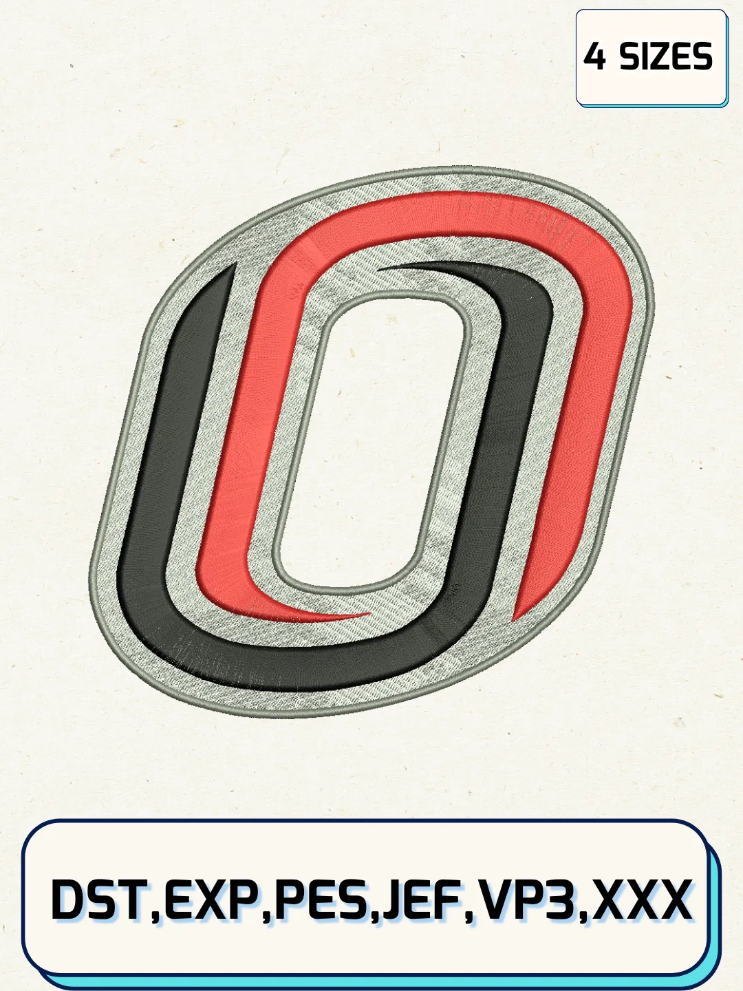 Nebraska-Omaha Mavericks Logos Embroidery Design Files, NCAA Logos Embroidery Designs, Machine Embroidery Files, 4 Sizes