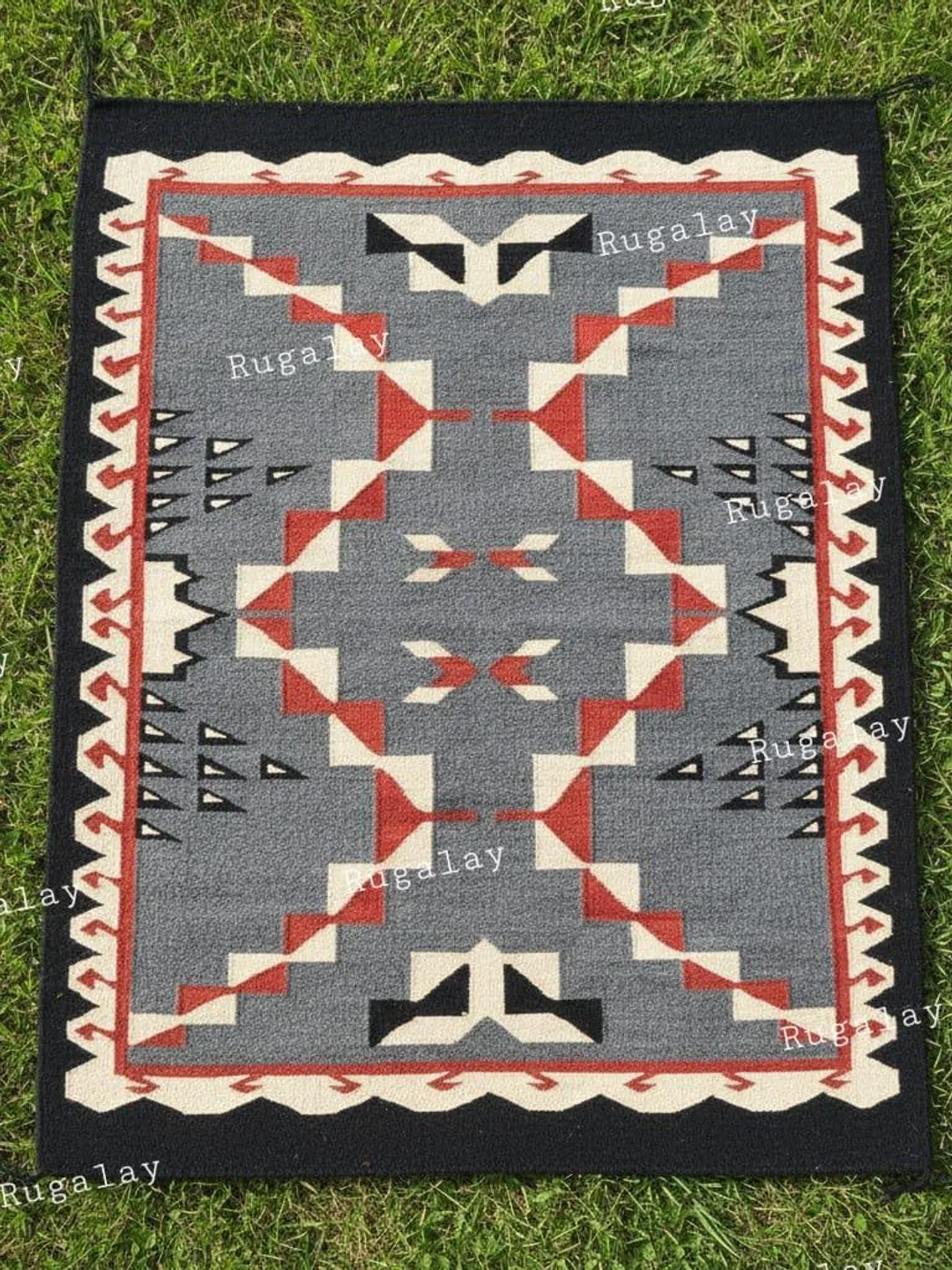 Daylight Ranch Rugs Gray Southwestern Navajo Rug, Western Geometric Area Carpet,Rustic ...