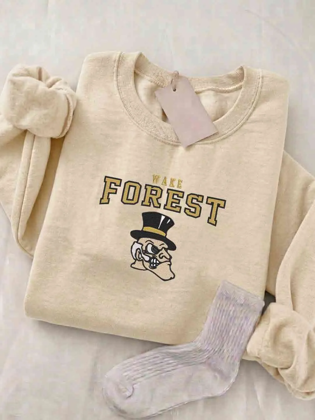 Wake Forest Demon Deacon Embroidered Sweatshirt, Sport Embroidered Crewneck, Wake Forest Demon Football Embroidered Shirt, Sweatshirt, Crewneck Gift
