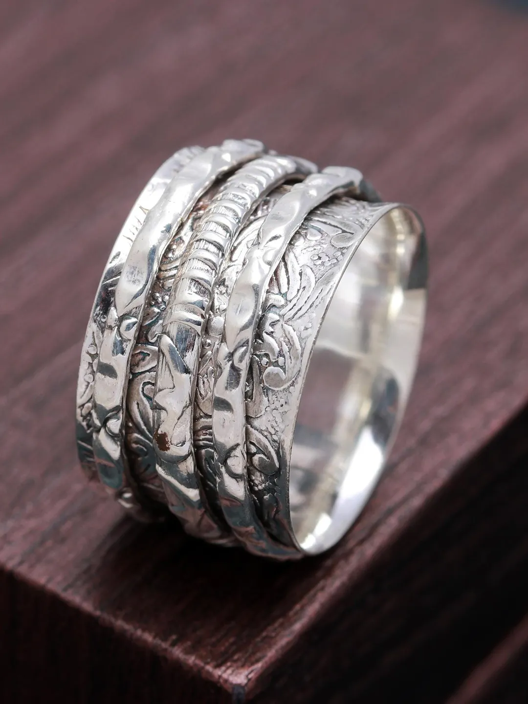Moonstone Spinner Ring: 925 Sterling Silver Boho Anxiety Fidget Ring