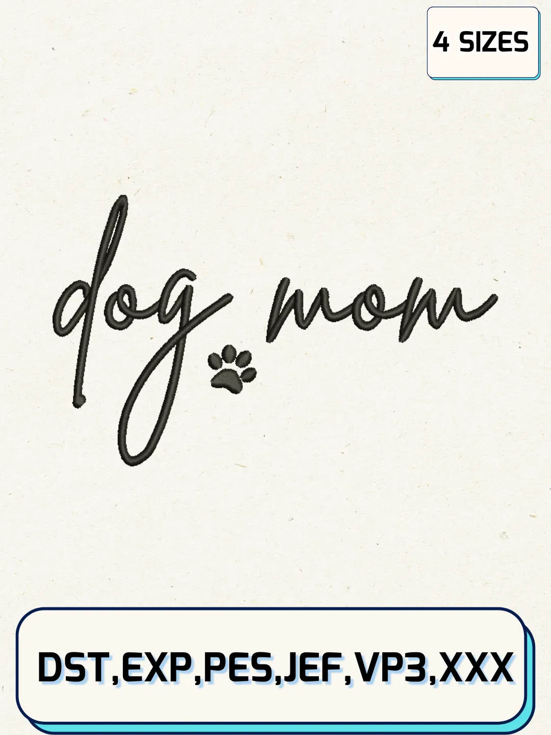 Dog Mom Embroidery Design Files, Mother's Day Logos Embroidery Designs, Machine Embroidery Files, 4 Sizes