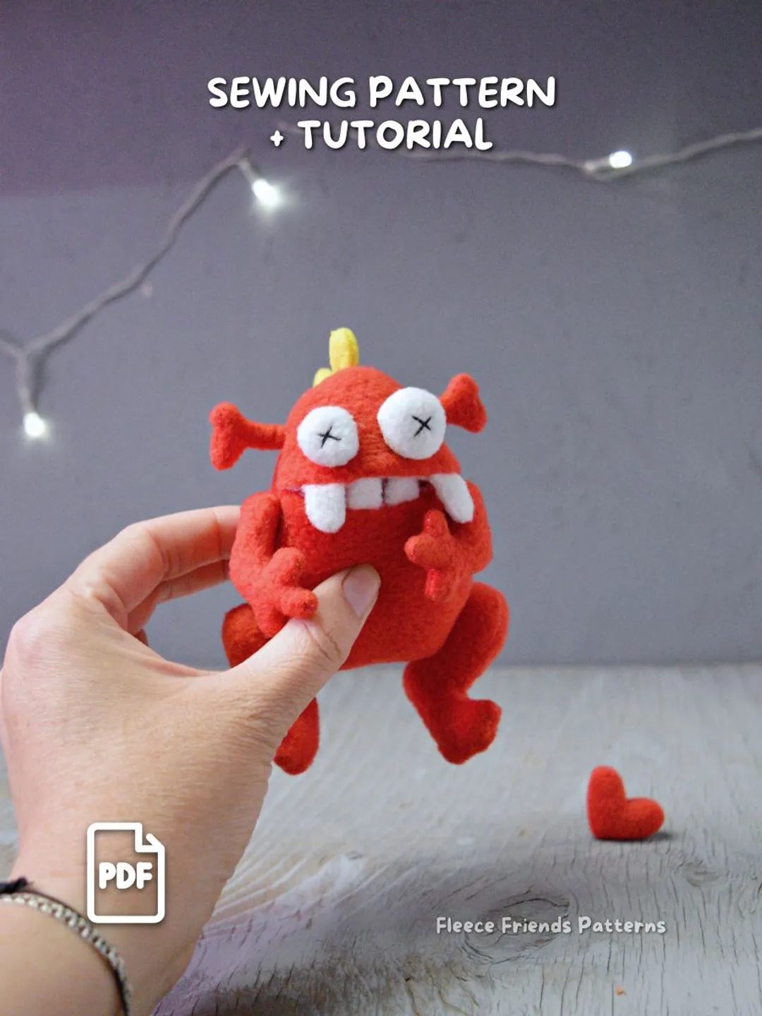 Dragon Tail Monster Plush Sewing Pattern with Secret Mouth Pocket PDF