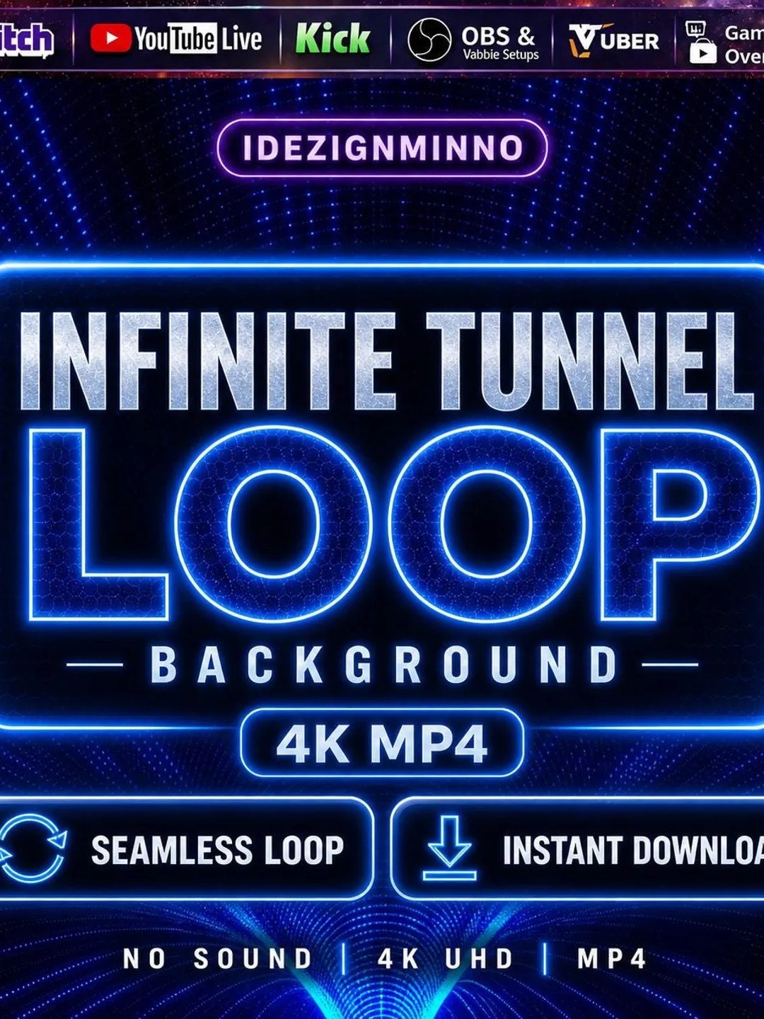 Infinite Tunnel 4K Animated Background Loop MP4 | OBS Twitch Stream ...