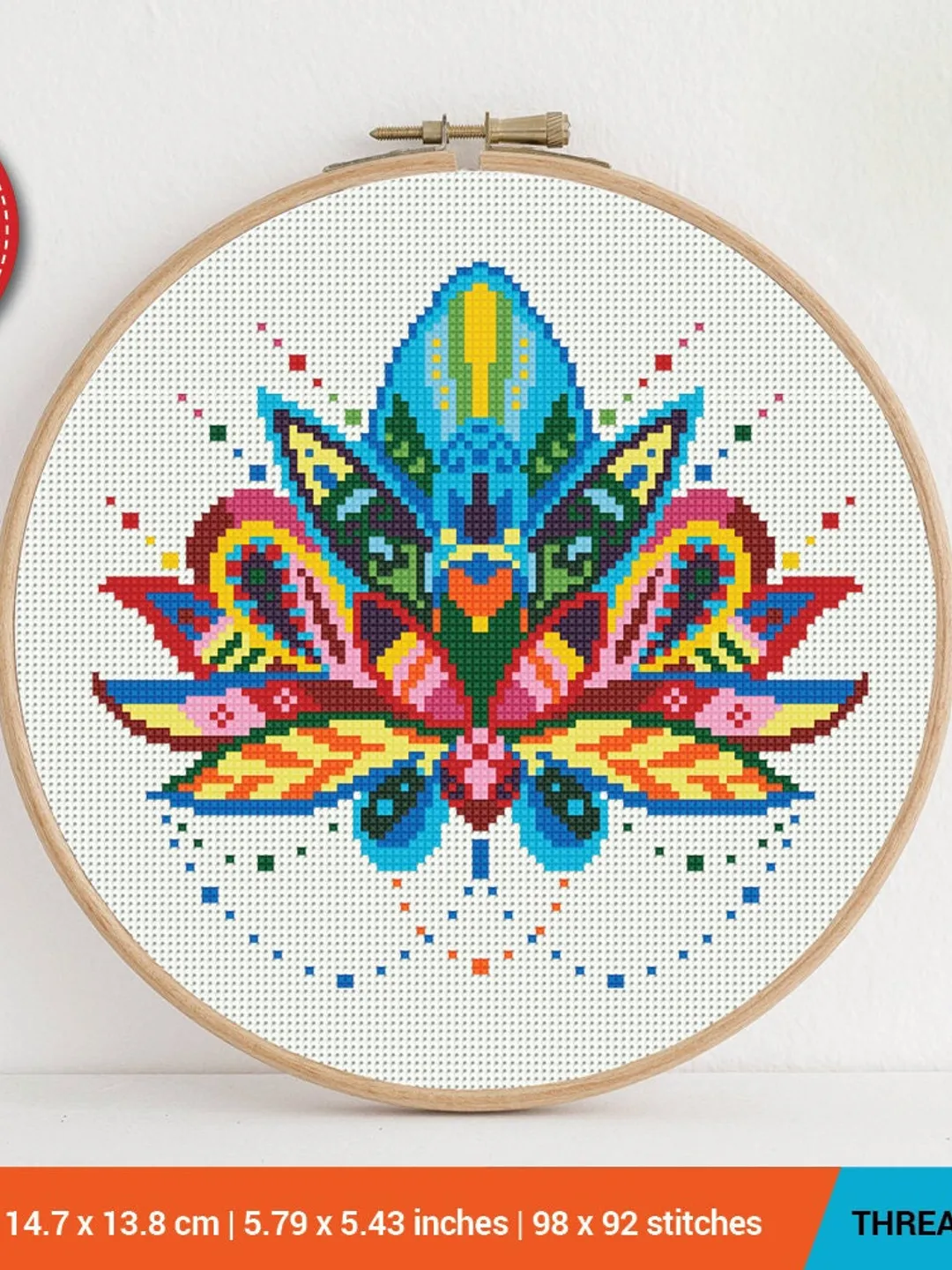 Mandala Lotus Cross stitch pattern | Embroidery Pattern | Instant Download | Embroidery Designs