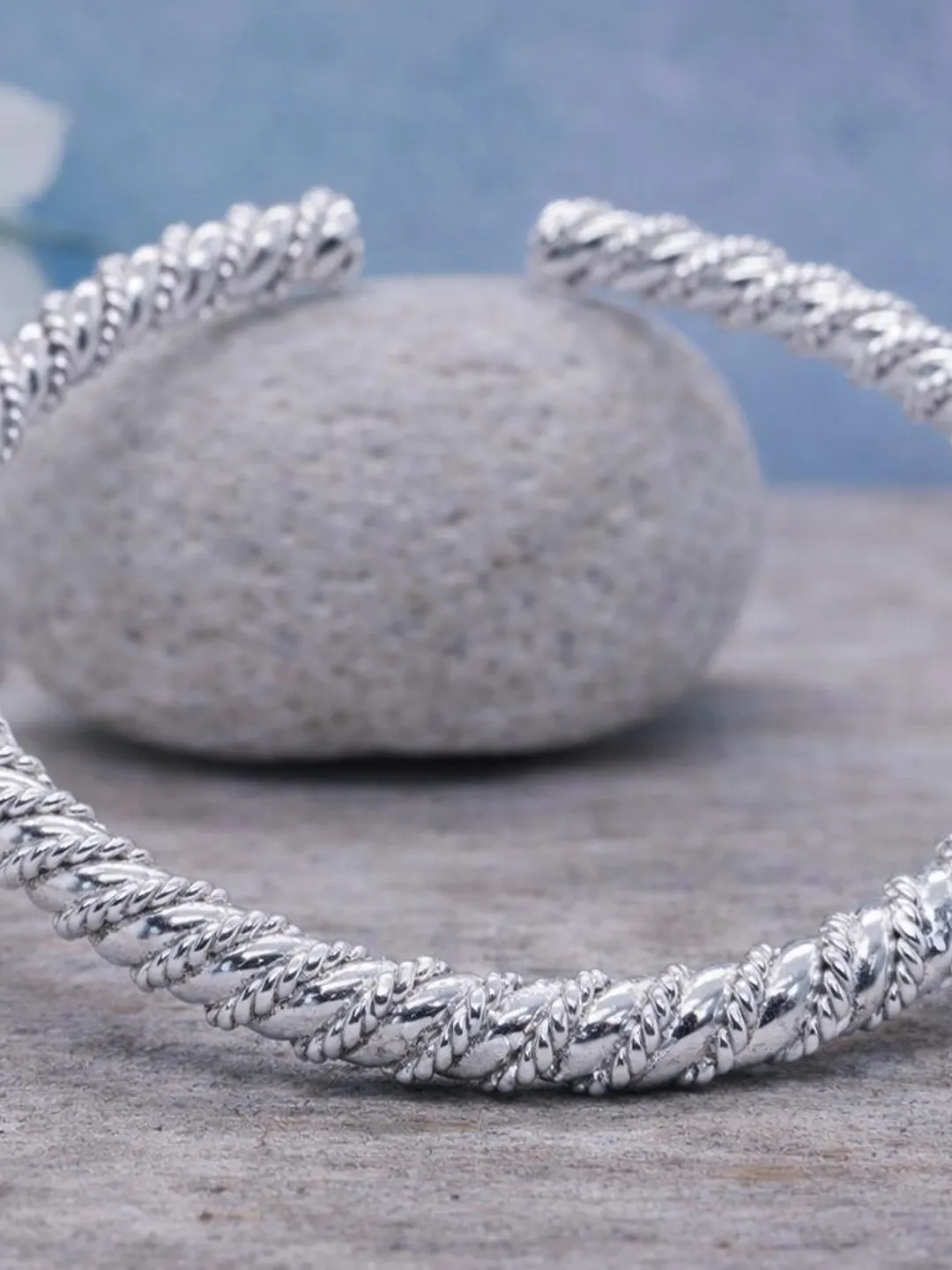 Sterling Silver Twisted Knot Bangle | Adjustable Cuff Bracelet