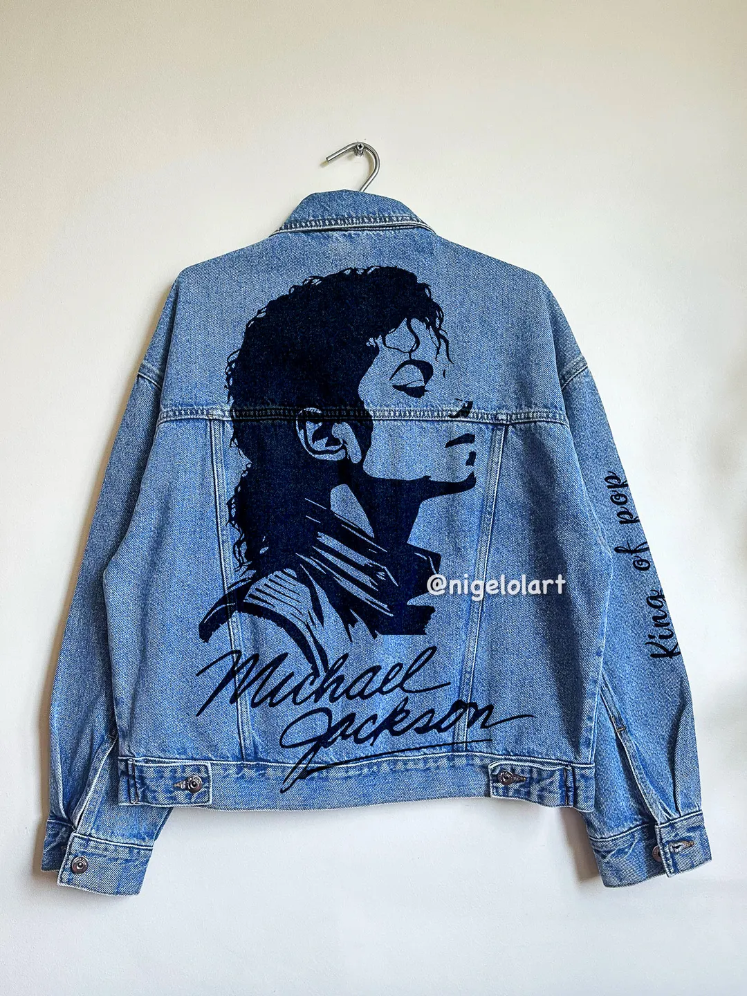 Michael Jackson Painted denim jacket Custom jacket Portrait from photo Personalized order Black denim jacket shirt