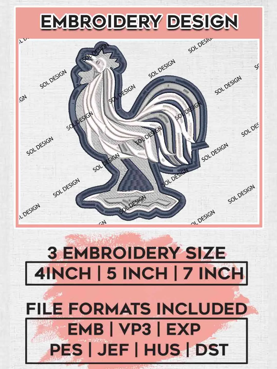 The Blues Team Logo Embroidery Designs, Les Bleus Logo Embroidery files, France National Football Team, Machine embroidery designs, Digital Download