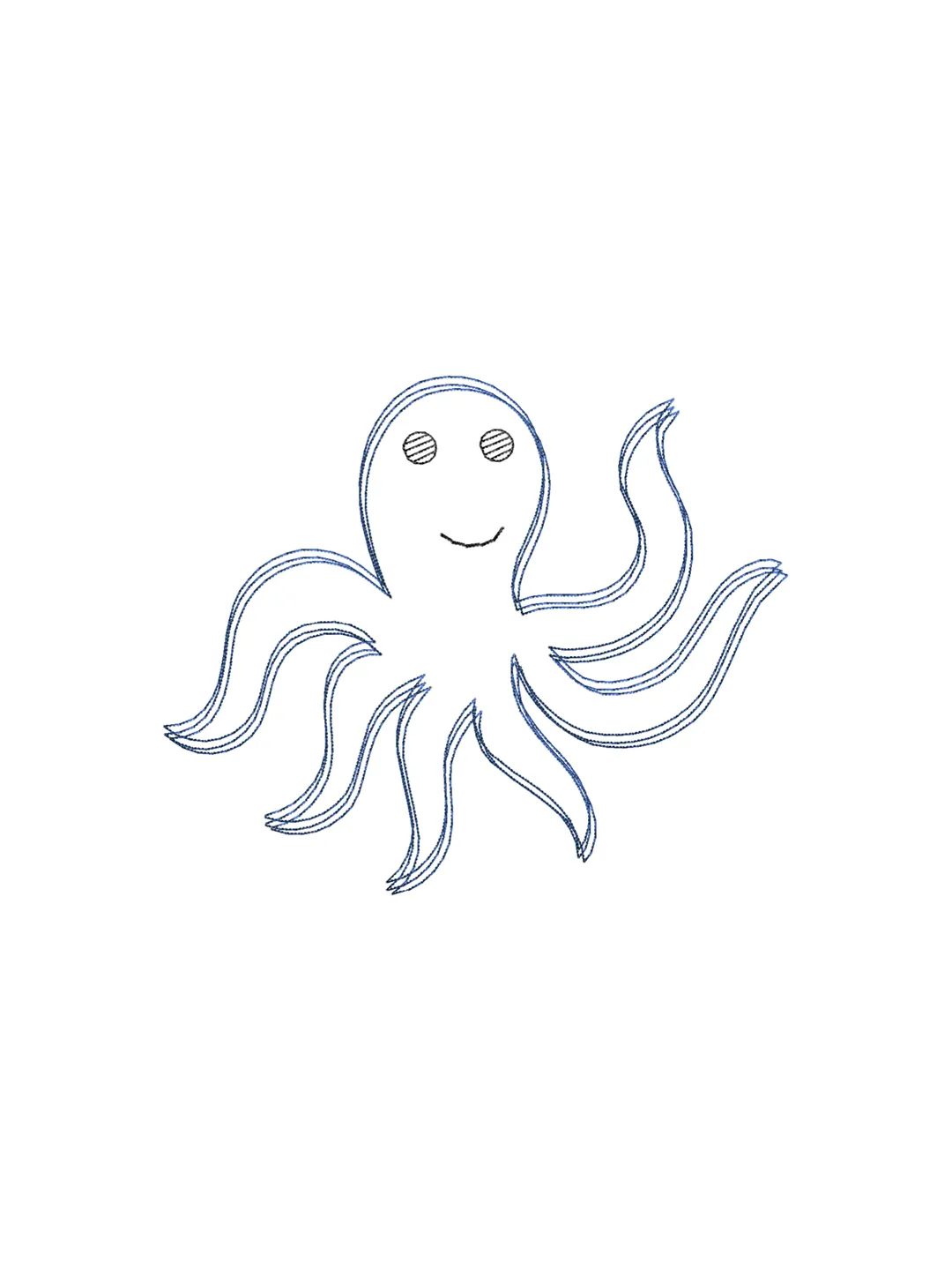 Octopus scribble stitch embroidery design,Octopus embroidery design,Fun embroidery design,INSTANT DOWNLOAD-1365
