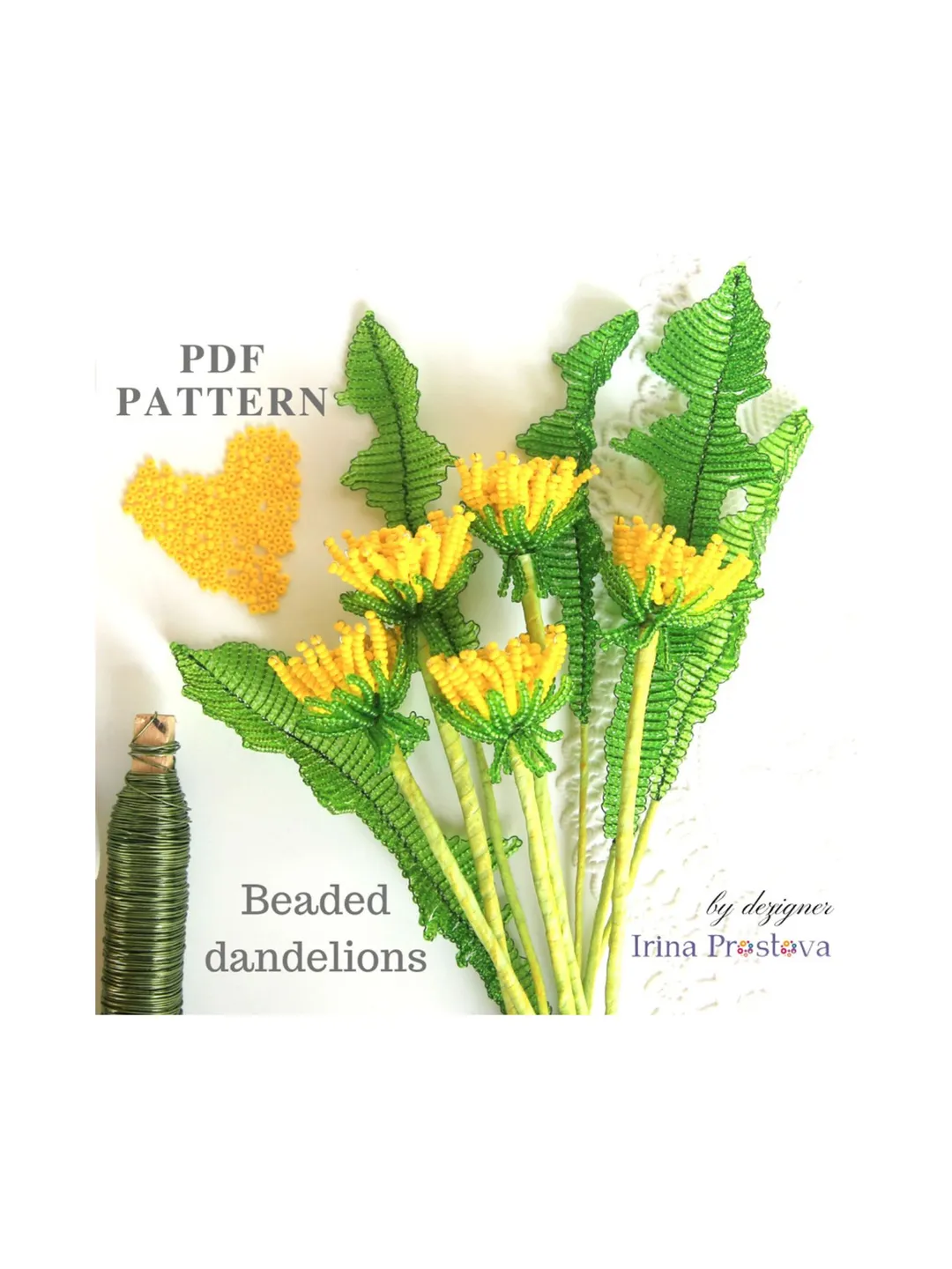 Beaded Flowers pattern | Dandelions | Seed bead patterns | Beadwork pattern | Digital Download - PDF