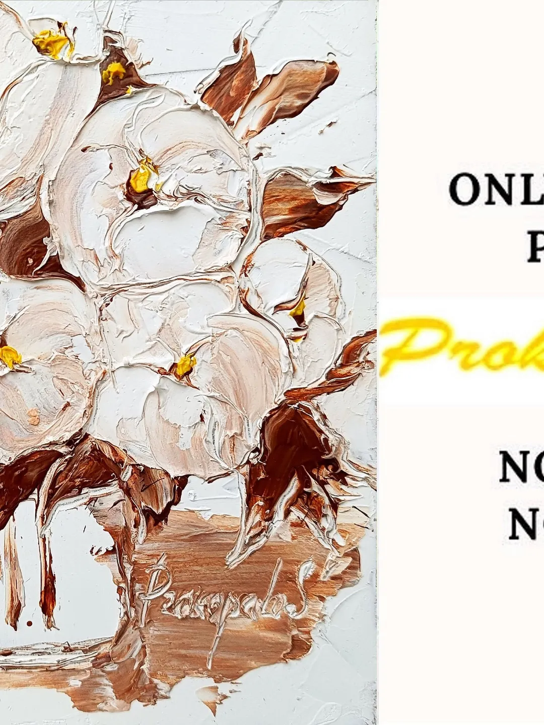 Tulip Painting Monochrome Original Art Impasto Oil Painting Tulip ...