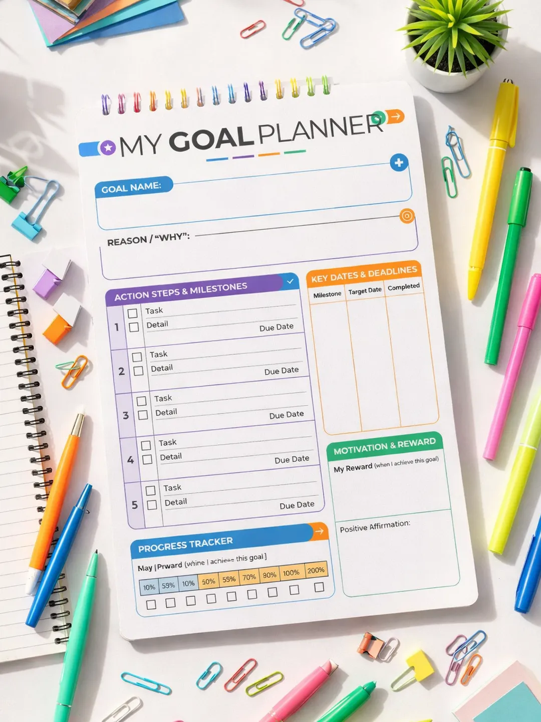ADHD Productivity Planner Printable Bundle, Daily Weekly Planner, Habit ...