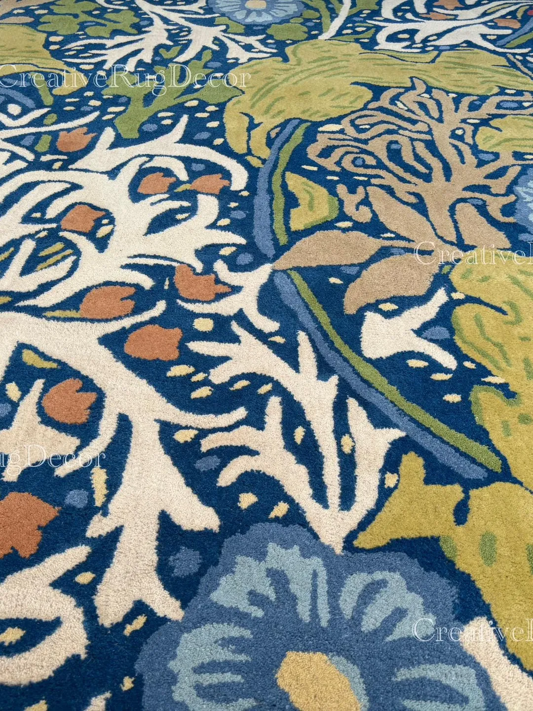 Hand Tufted Floral Wool Rug – William Morris Botanical Design