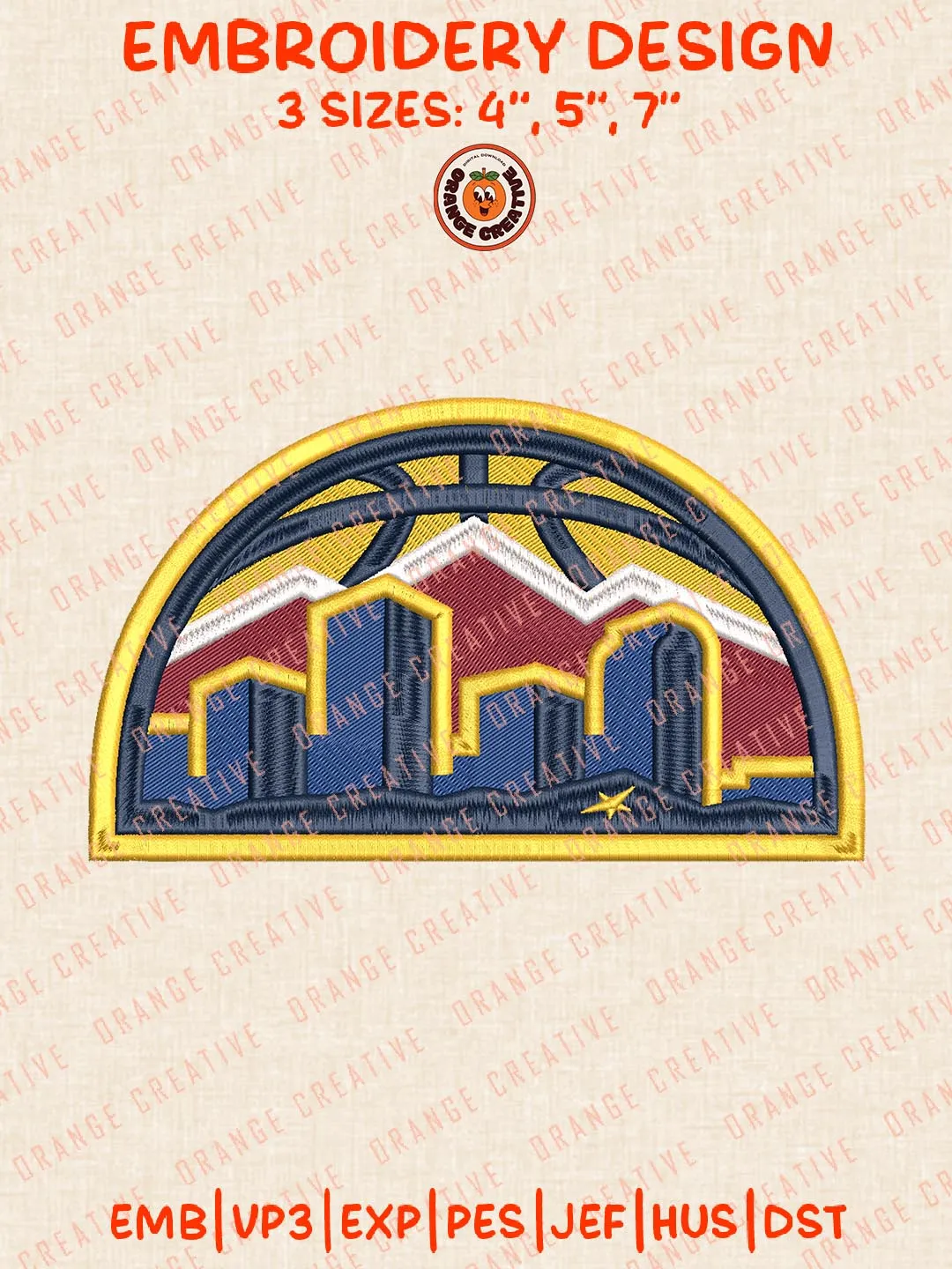 Denver Nuggets Basketball Logos Embroidery Designs, NBA Team Logo Embroidery Files, Machine Embroidery Design File, 4 Sizes, Custom Size, Digital Download