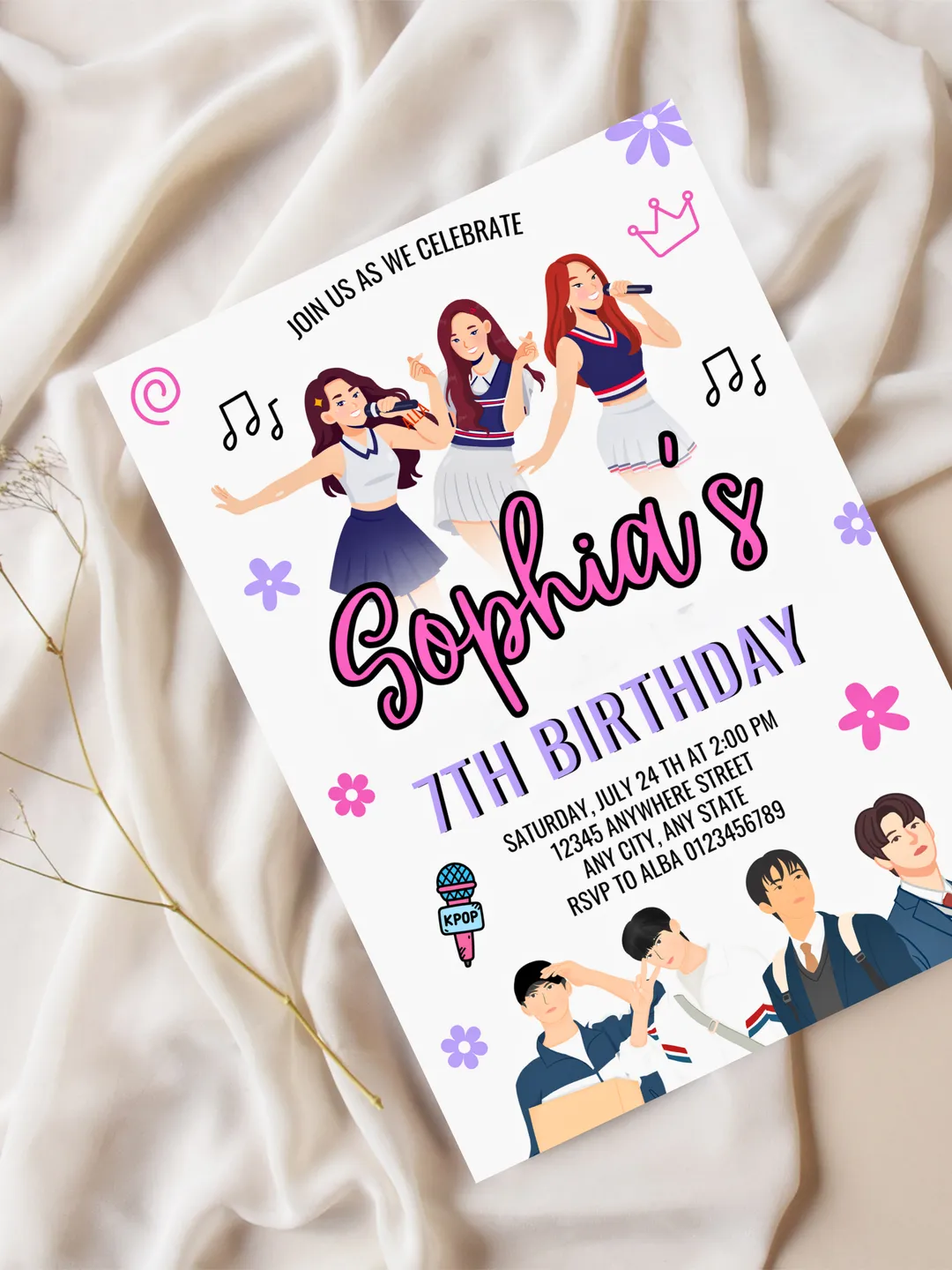 Editable Kpop Demon Hunters Birthday Invitation Template, Editable