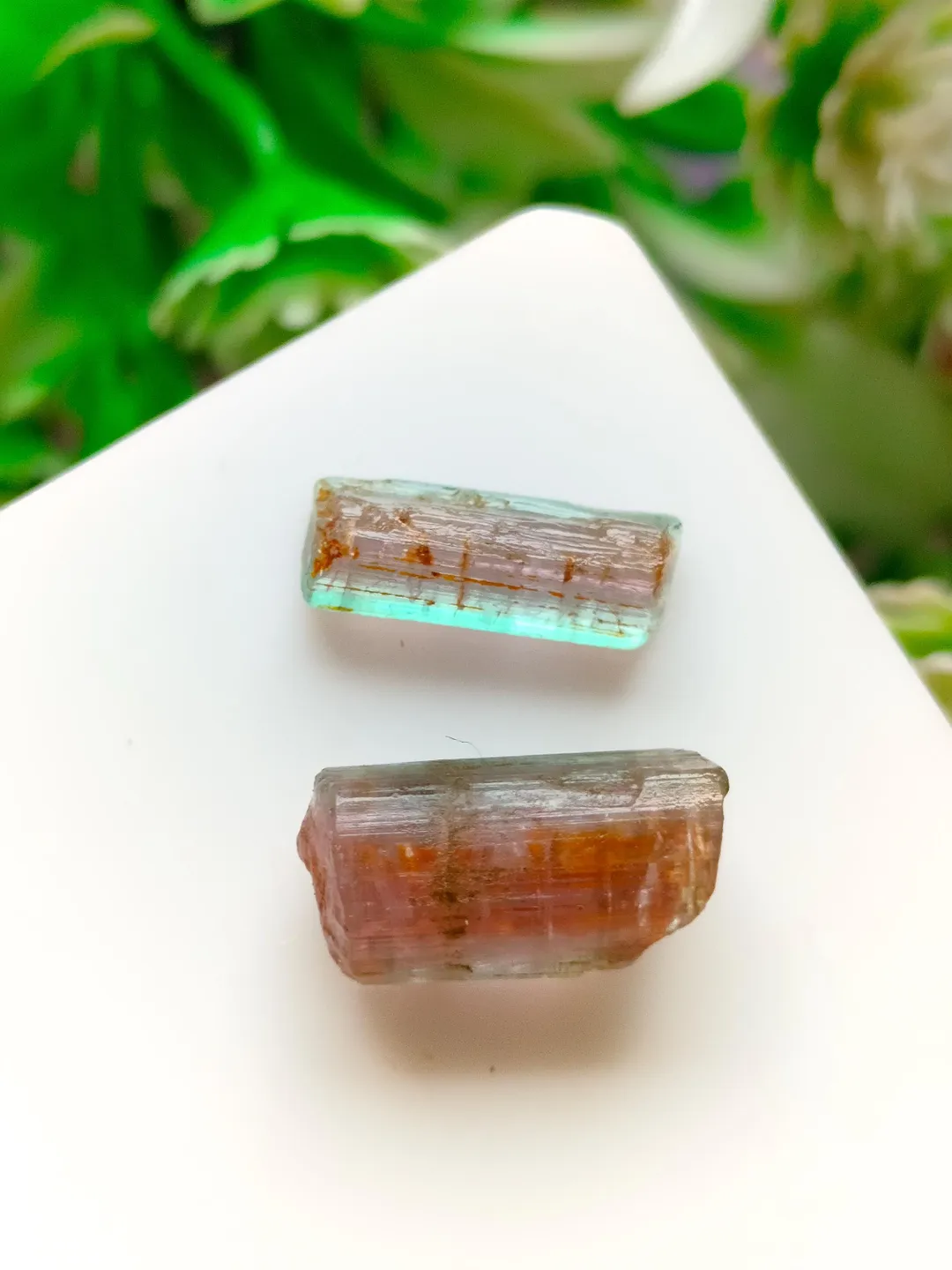 Bi-Color Tourmaline Rough Rods Gemstone, Natural Pink & Green Healing ...