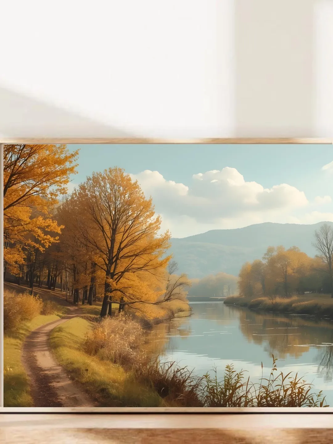 Autumn River Landscape Wall Art Printable, Rustic Fall Decor for Living ...