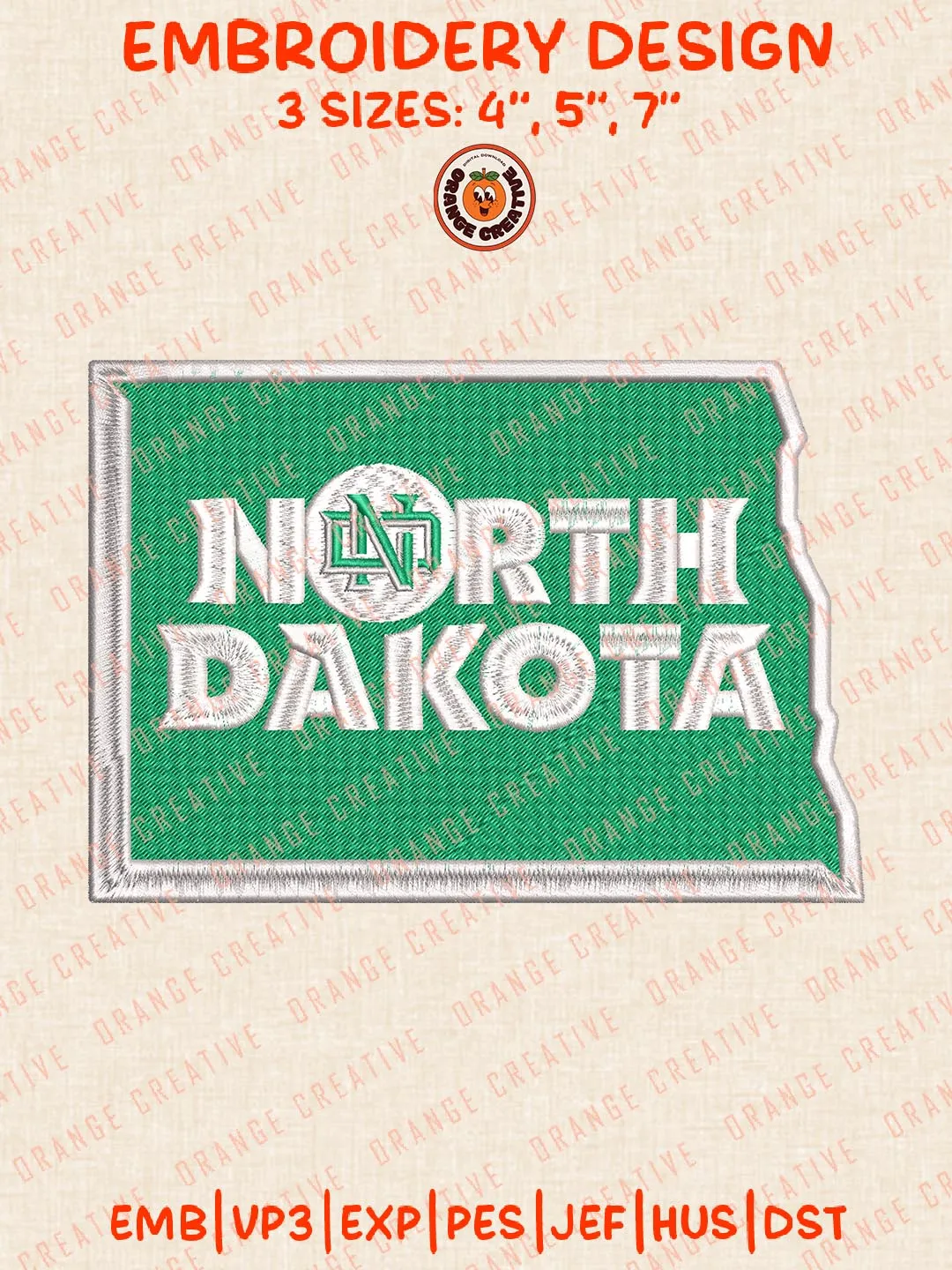 NCAA North Dakota Fighting Hawks Logo Embroidery Design Files, NCAA Logos Embroidery Designs, NCAA Machine Embroidery Files, 3 Sizes, Custom Sizes, Instant Download