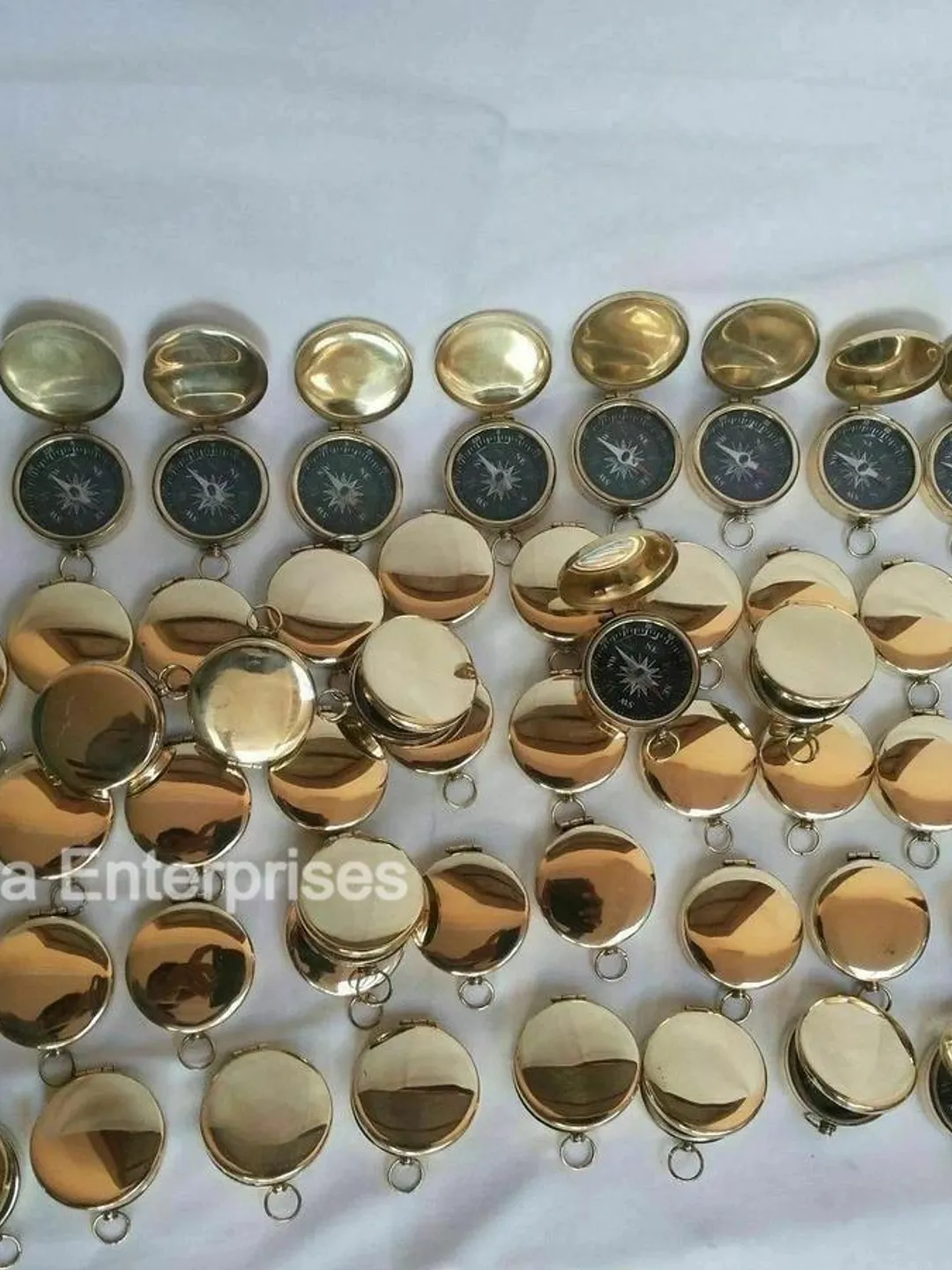 Bulk 20 Mini Brass Compass – Engravable Wedding Favors, Nautical Decor