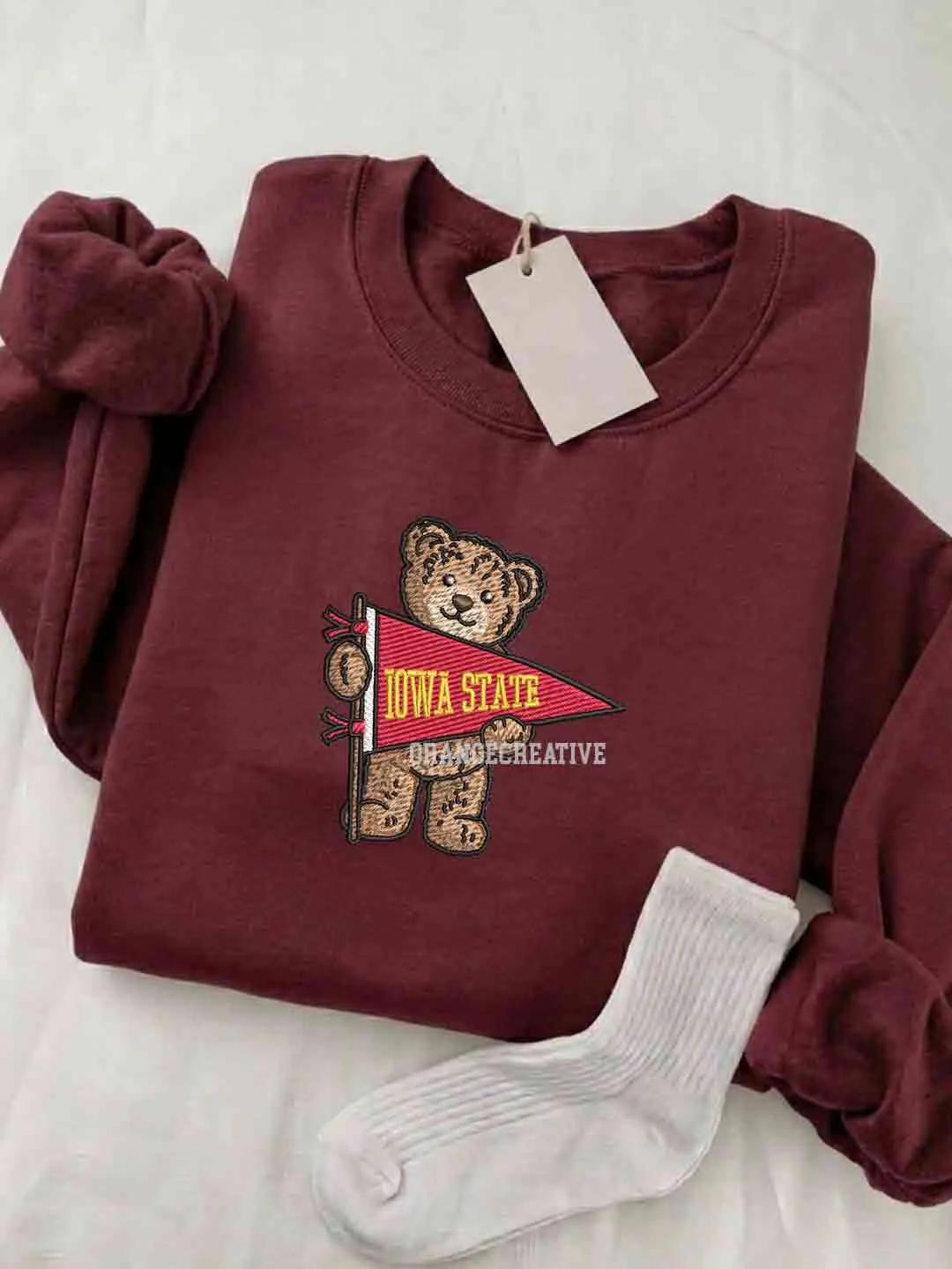 Iowa State Cyclones Embroidered Sweatshirt, College Embroidered Crewneck, NCAA Iowa State Team Embroidered Shirt, Teddy Bear Sweatshirt, Gift for Collegue