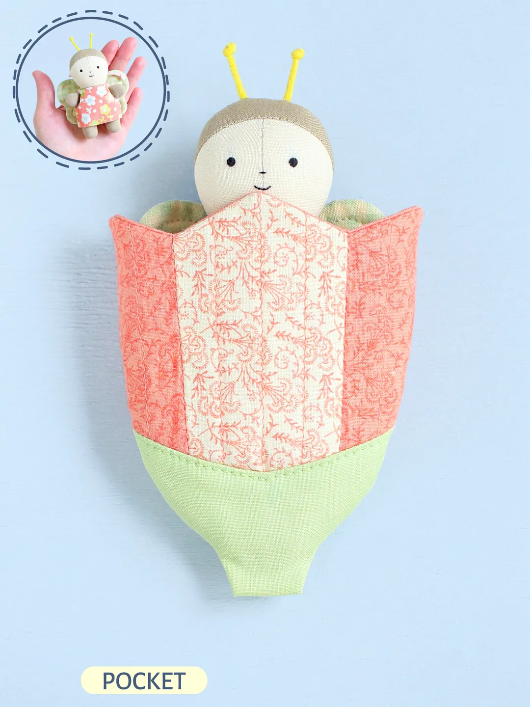 2 PDF Pocket Butterfly Stuffed Animal and Tulip Sleep Pouch Sewing Patterns Bundle