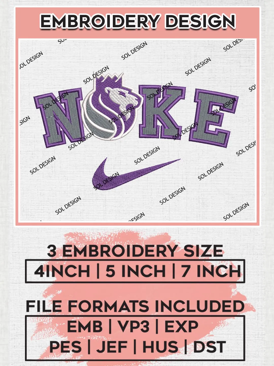 Nike Sacramento Kings Machine Embroidery Designs, NBA Sacramento Kings Embroidery Design Files, NBA Kings Logo, NBA Machine Embroidery Designs, NBA Embroidery Designs, Digital Download