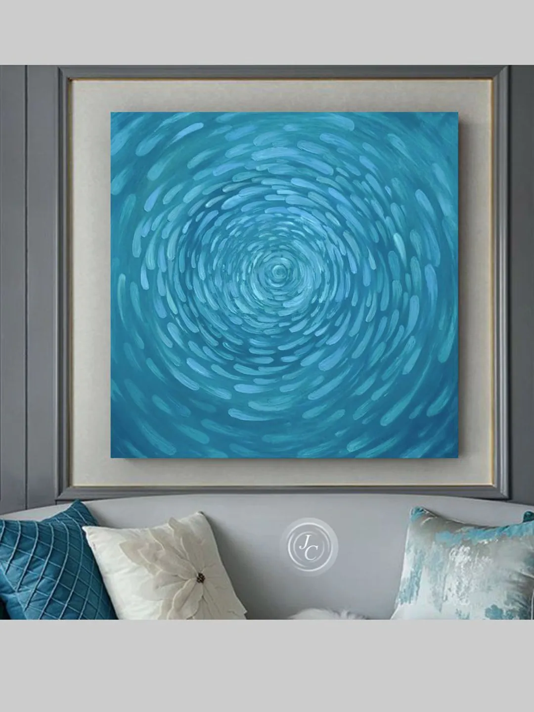 Blue Turquoise Abstract Wall Art Original oil painting Waterscape Art ...