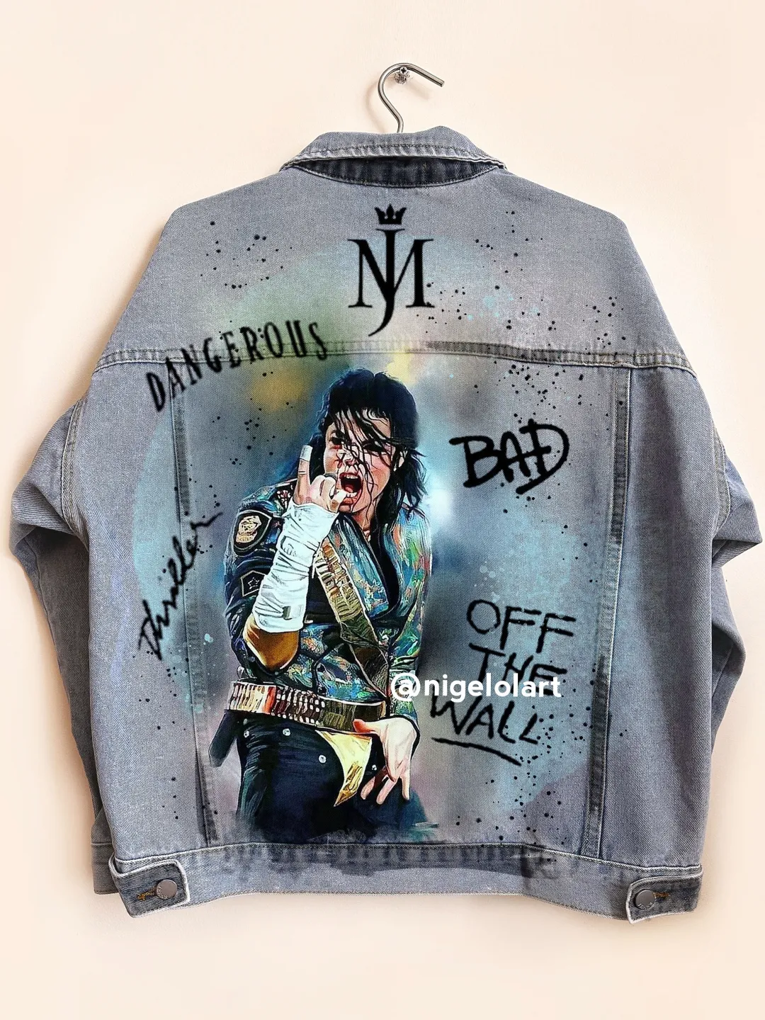 Michael Jackson Thriller Painted denim jacket Custom jacket Personalized order portrait from photo
