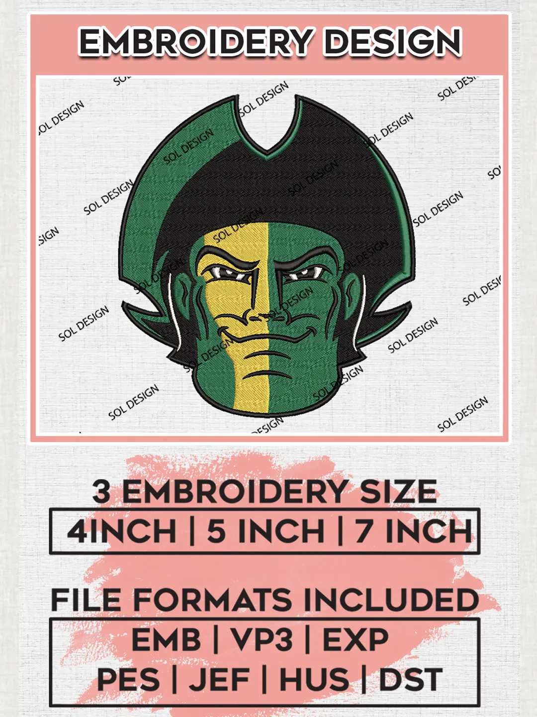 George Mason Patriots Mascot Embroidery Designs, NCAA Logo Embroidery Files, NCAA George Mason Patriots Logo, NCAA Embroidery Designs, Machine Embroidery Designs, Digital Download