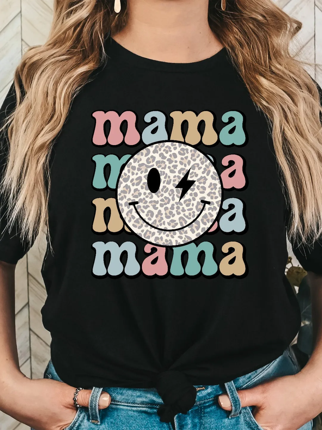 Retro Mama Shirt, Smiley Face Mama Shirt, Mother's Day Shirt For Mom, Mom Tshirt, Mama Tshirt, Pregnancy Announcement Shirt