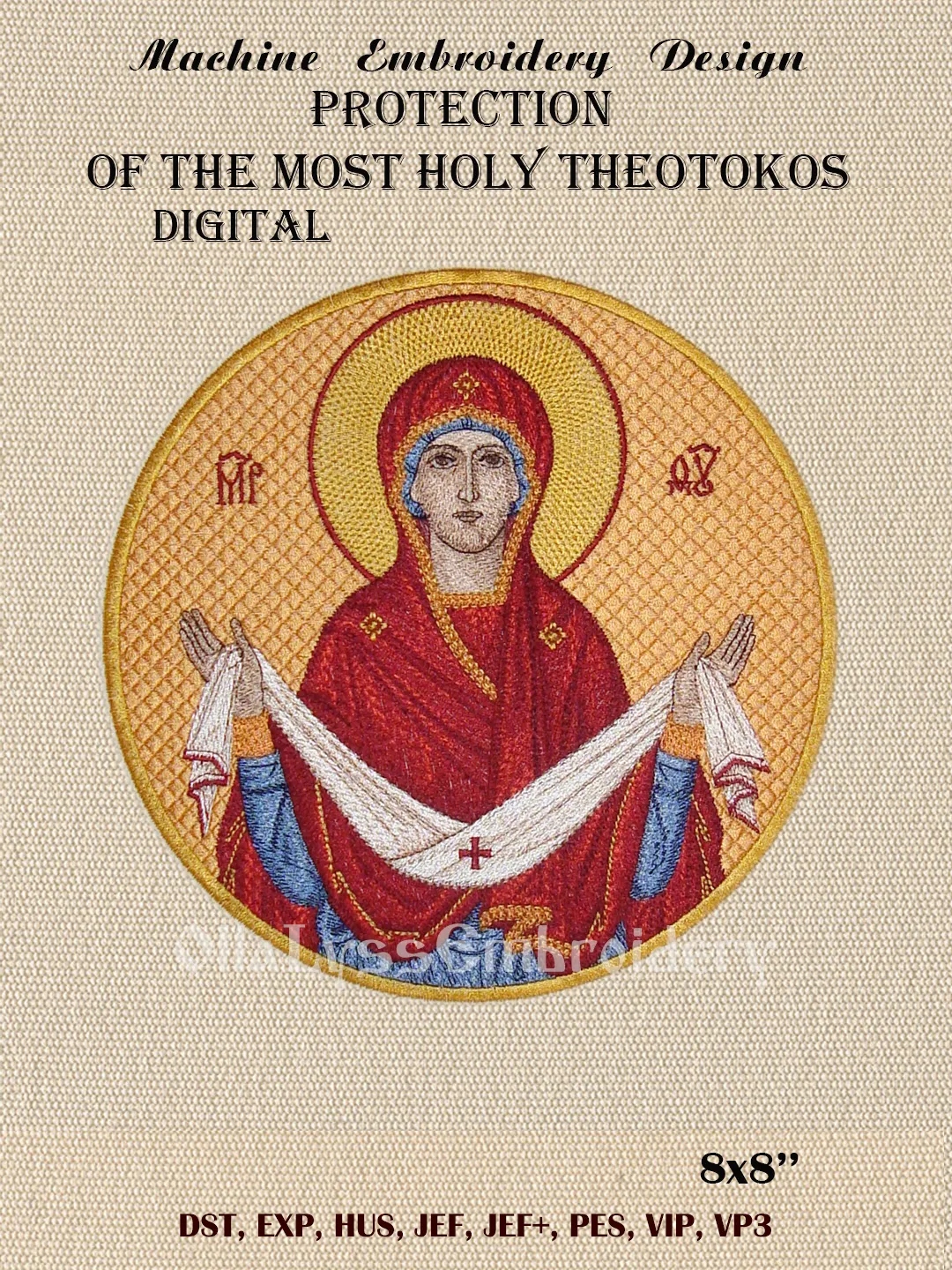 Protection of the Most Holy Theotokos embroidery design