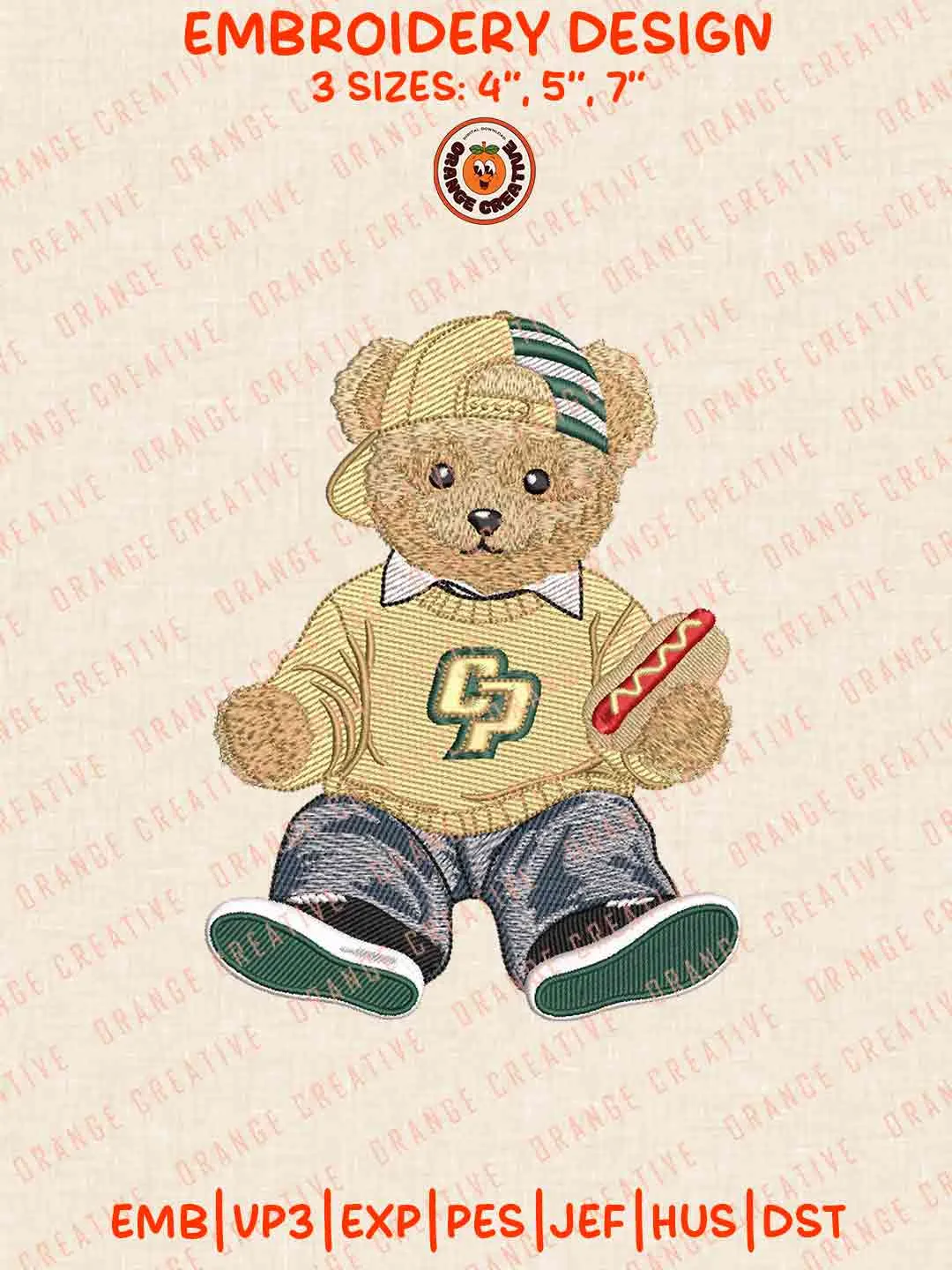 Cal Poly Mustang Teddy Bear Embroidery Design Files, Football Embroidery Designs, Sport Machine Embroidery Files, 3 Sizes, Custom Sizes, Instant Download