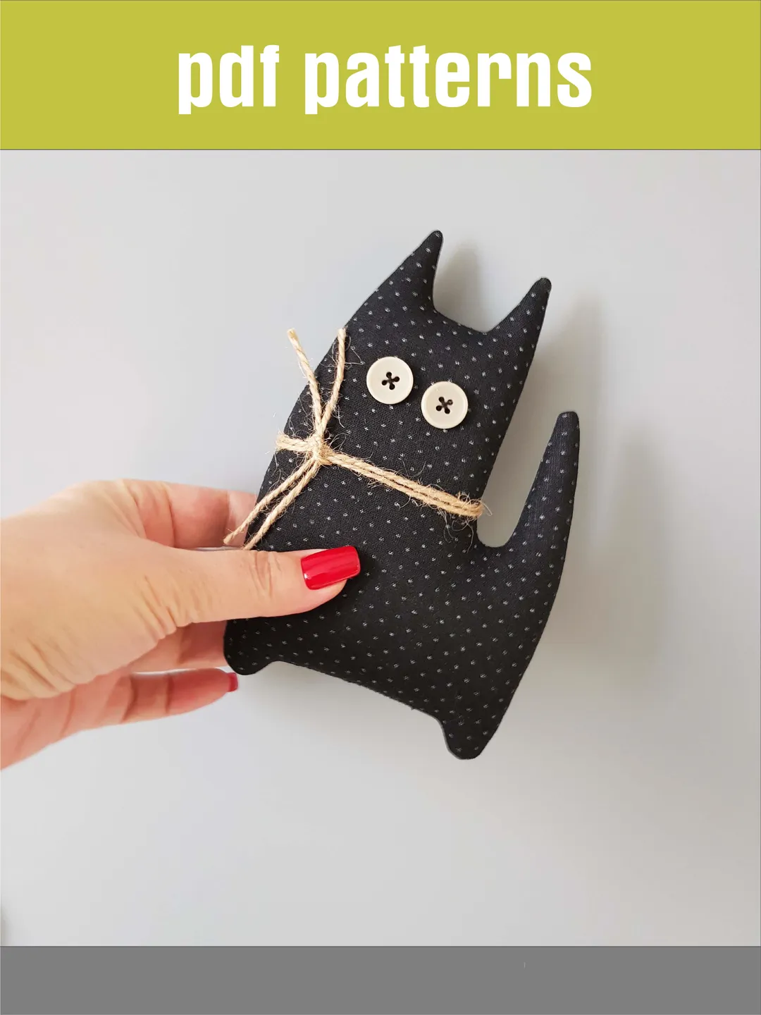 Black Cat sewing pattern PDF, Halloween doll Diy, digital tutorial in English, Stuffed Animal Pattern.