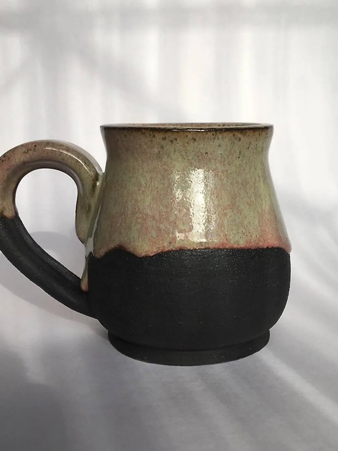 Rose, green and black galaxy glazed stoneware mug