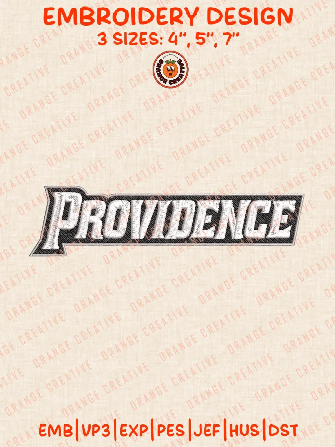 NCAA Providence Text Embroidery Design, NCAA Providence Friars Team Logo Embroidery Design, Machine Embroidery Design File, 4 Sizes, Custom Size, Digital Download