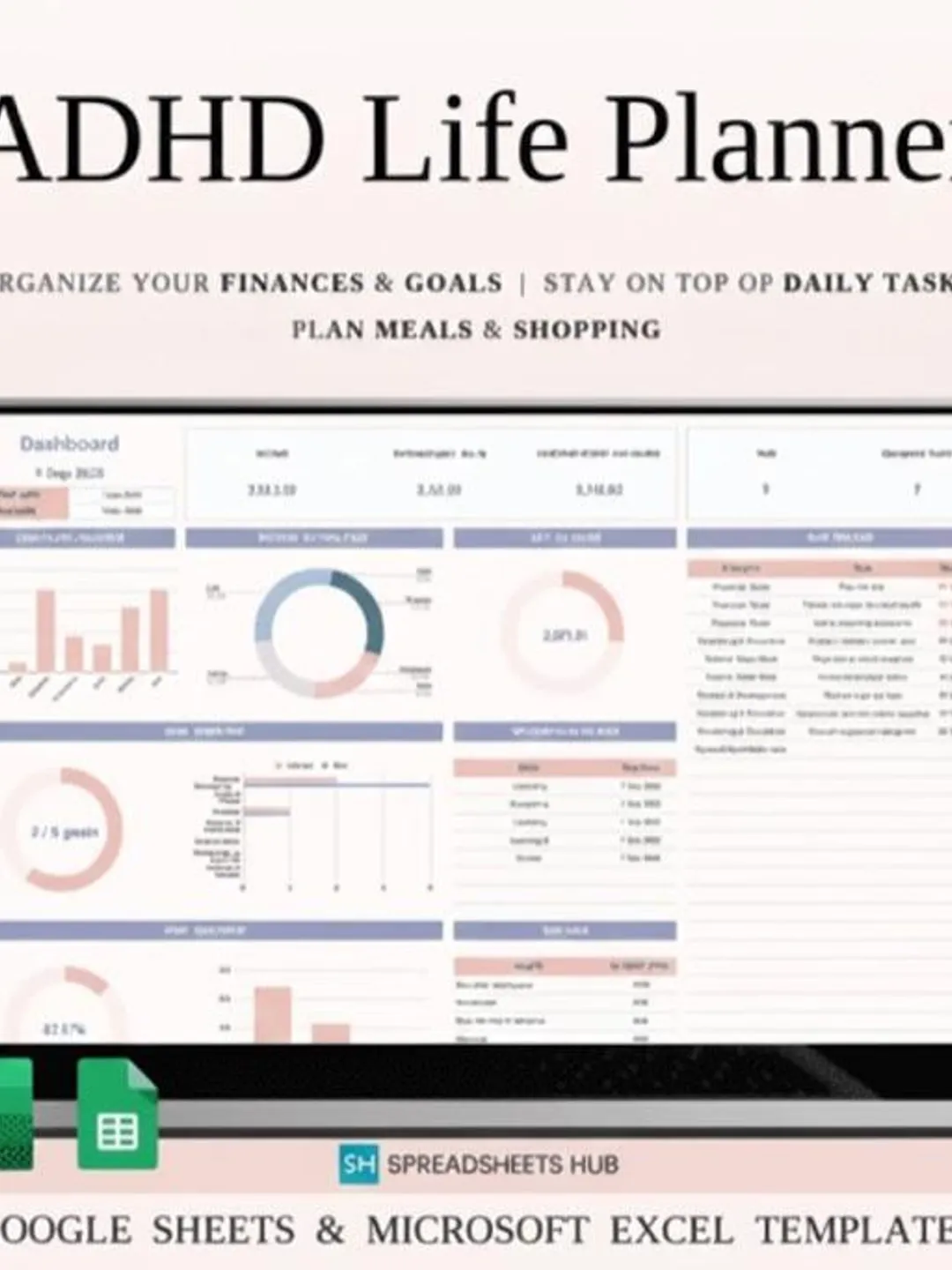 2026 ADHD Planner Google Sheets Template, Digital Life Organizer, Habit ...