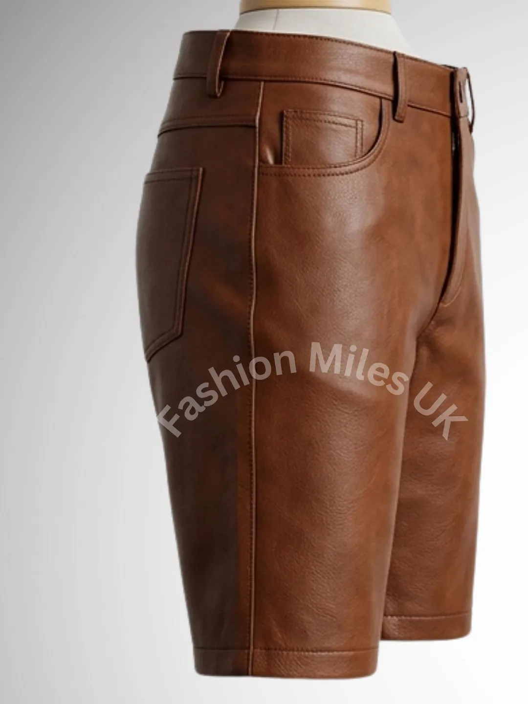 Men's Genuine Brown Sheep Leather Short High Quality Handmade Real
